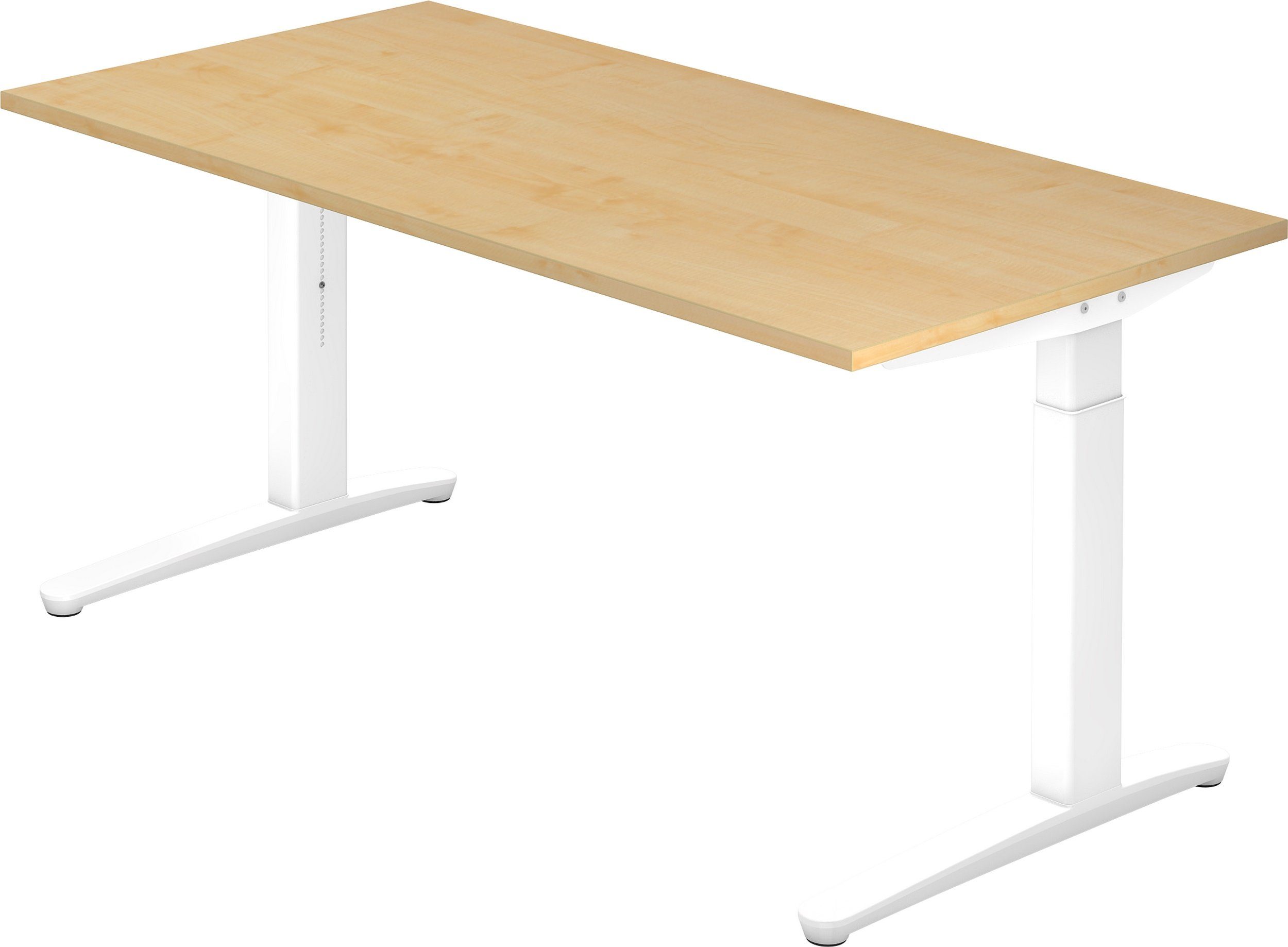 bümö Schreibtisch Schreibtisch Serie-XB, Rechteck: 160 x 80 cm - Dekor: Ahorn - Gestell: Weiß