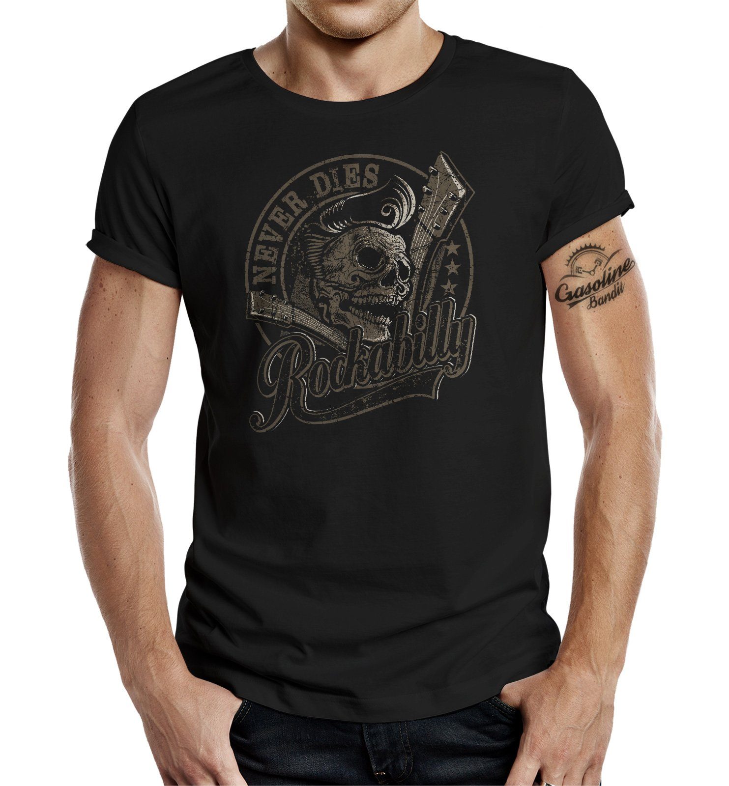 GASOLINE BANDIT® T-Shirt für Rockabilly Fans: Rockabilly Never Dies günstig online kaufen