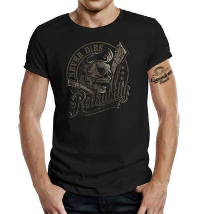 GASOLINE BANDIT® T-Shirt für Rockabilly Fans: Rockabilly Never Dies