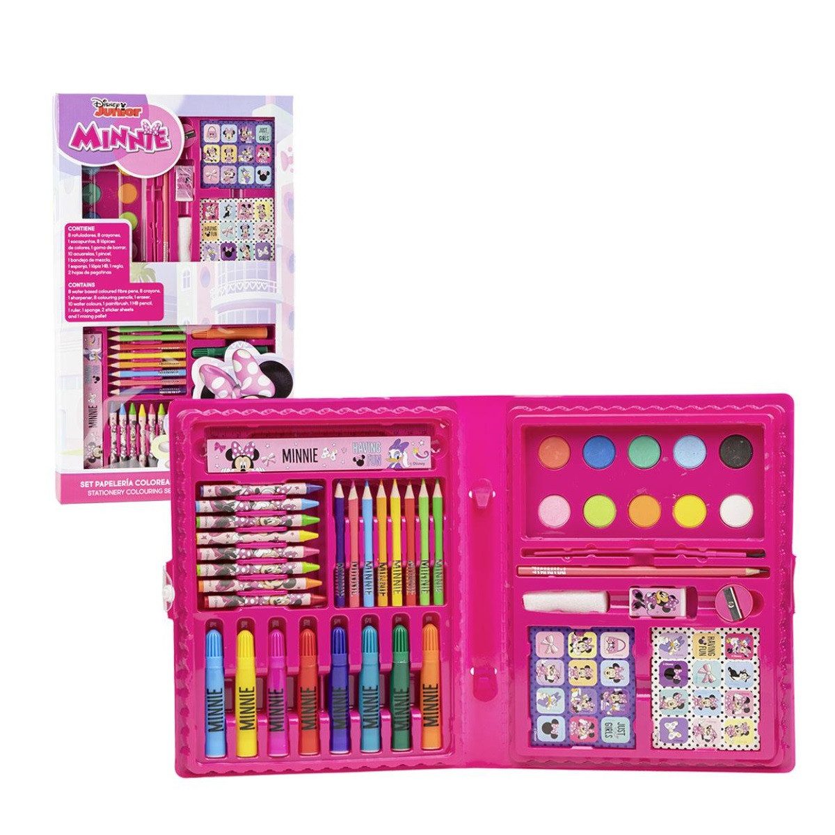 Cerda Kreativset Disney Minnie Kreatives Schreib- und Malset mit Minnie-Motiv, (Mal- und Schreibset für Kinder, Kompaktes Kreativset für Kinder im Minnie Mouse Design), Kompakt und tragbar