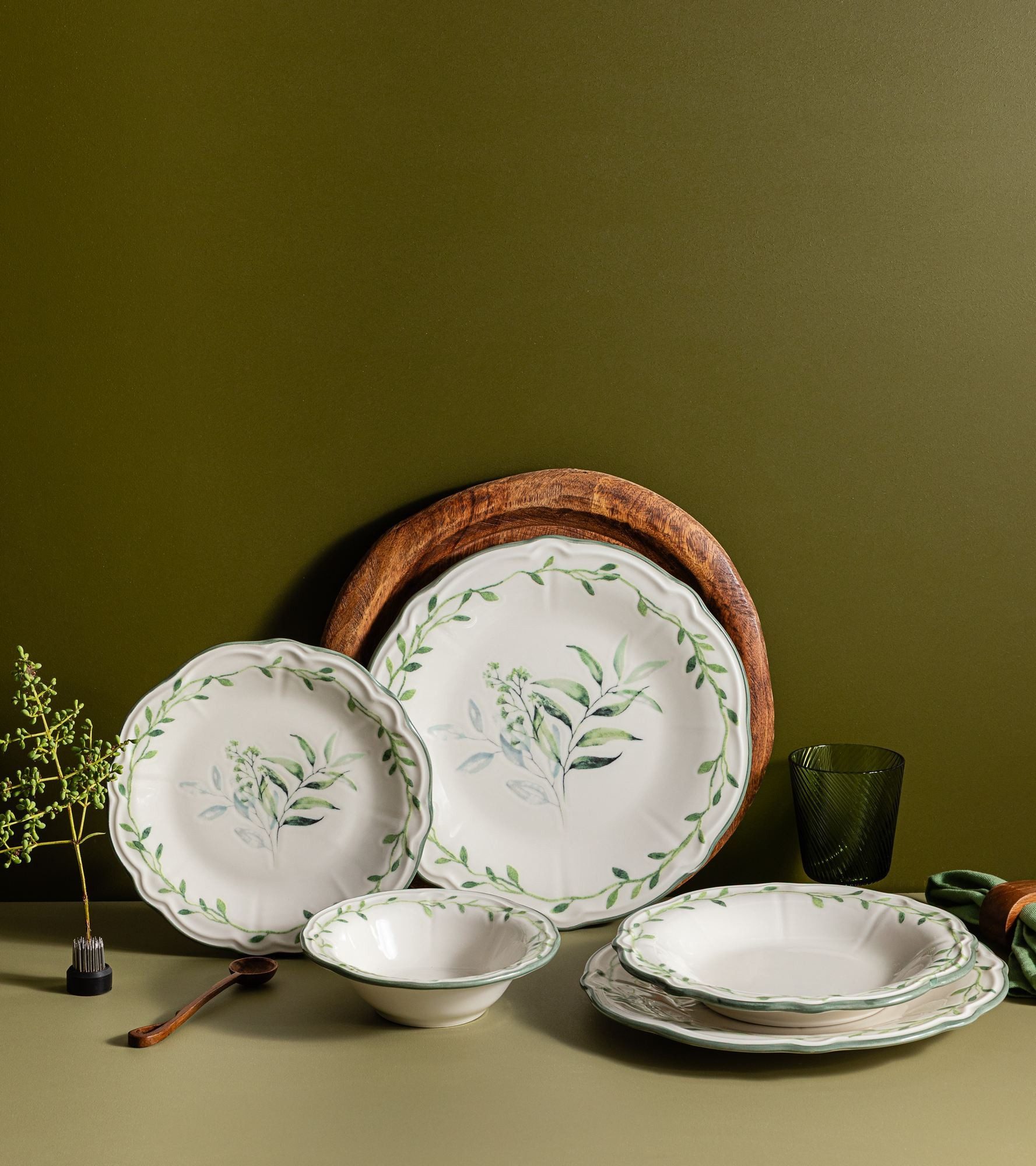 Hermia Concept Geschirr-Set Olivessa (24-tlg), 6 Personen, Porzellan, 24-teiliges Set
