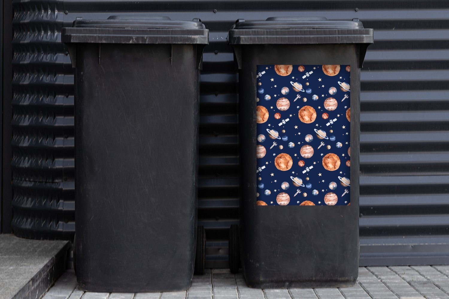 MuchoWow - Kind Container, Weltraum Wandsticker Mülltonne, - (1 - Planeten Jungen Mülleimer-aufkleber, Kinder Abfalbehälter - - Rakete Mädchen - Sticker, St),