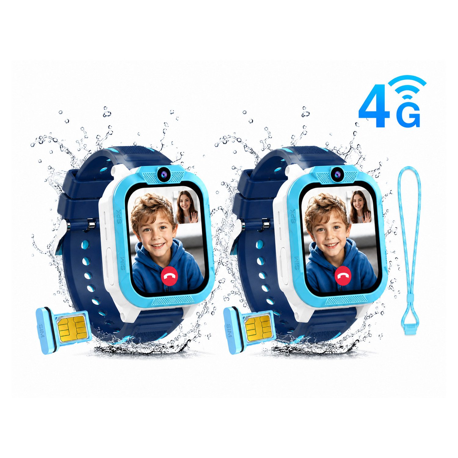 blackview 2026 Neue Z40Pro 4G im 2er-Set mit GPS und Telefonfunktion Kinderuhr Smartwatch, 1,85", GPS+LBS+WiFi, 4G-LTE, IP68, Knips-Freunde, mit Taschenlampe