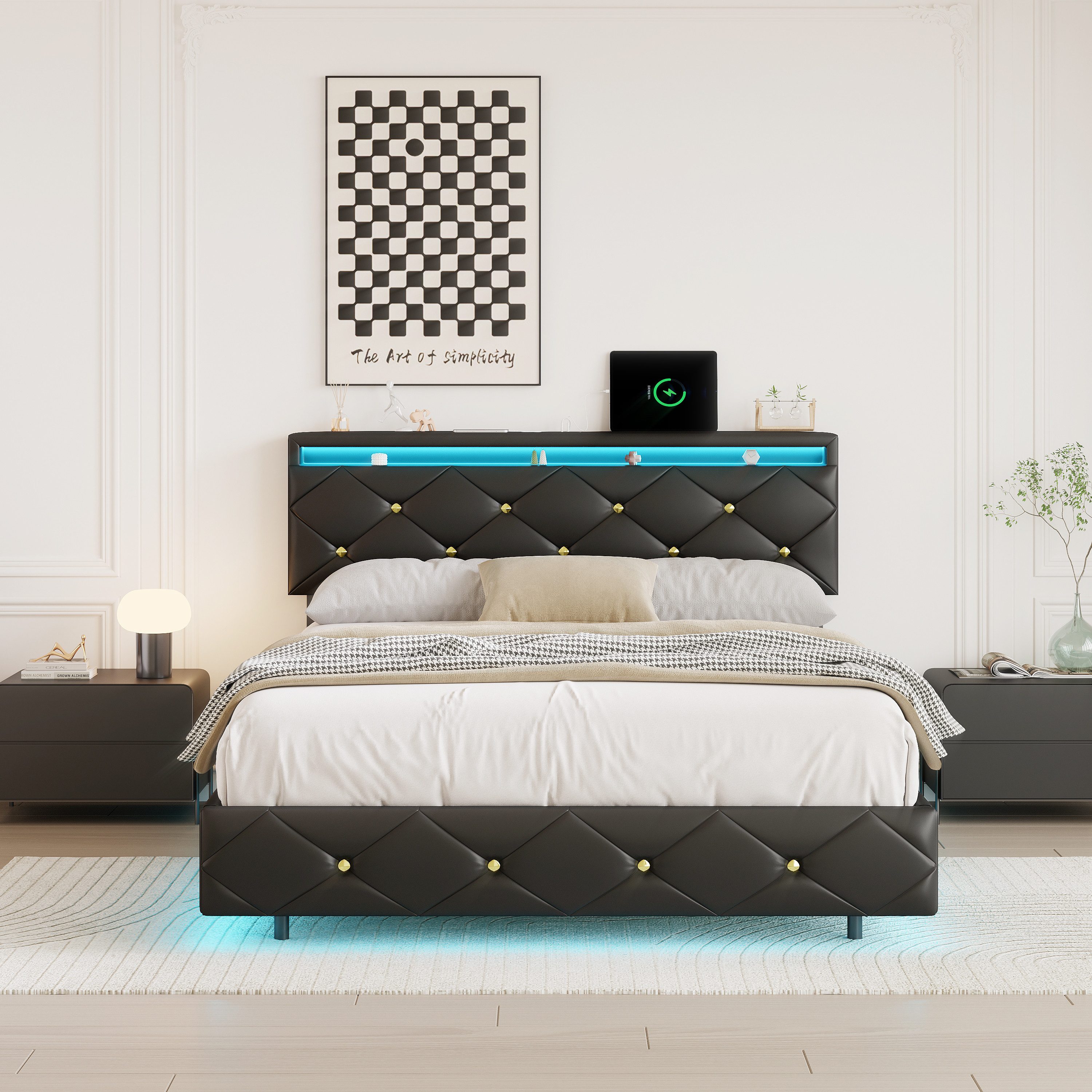 FUROKOY Stauraumbett Schwebebett Bett Jugendbett mit günstig online kaufen