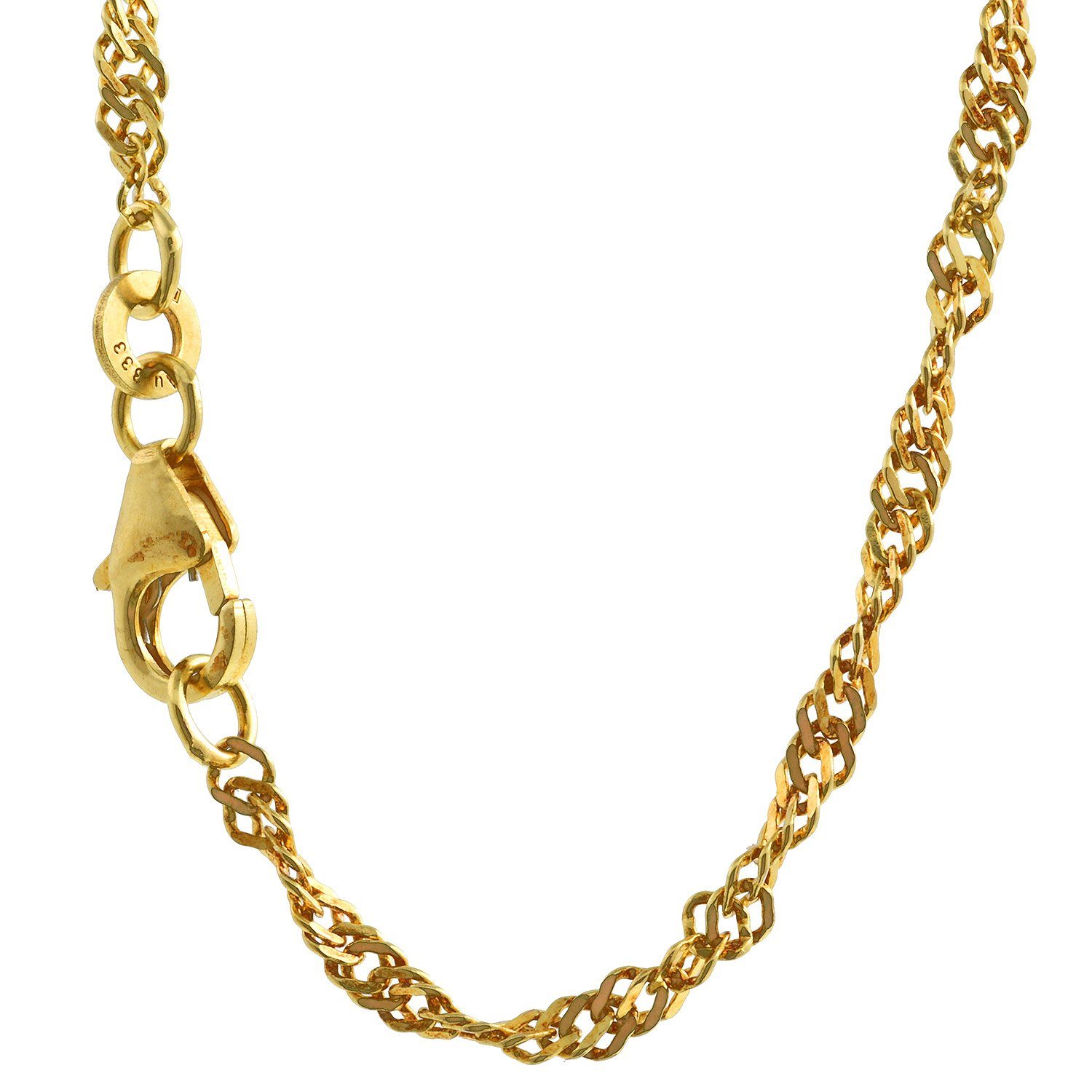 HOPLO Goldkette Singapurkette Halskette - Legierung 333 - 8 Karat Gold -  Kettenbreite 2,4 mm - Kettenlänge 42 cm, Made in Germany