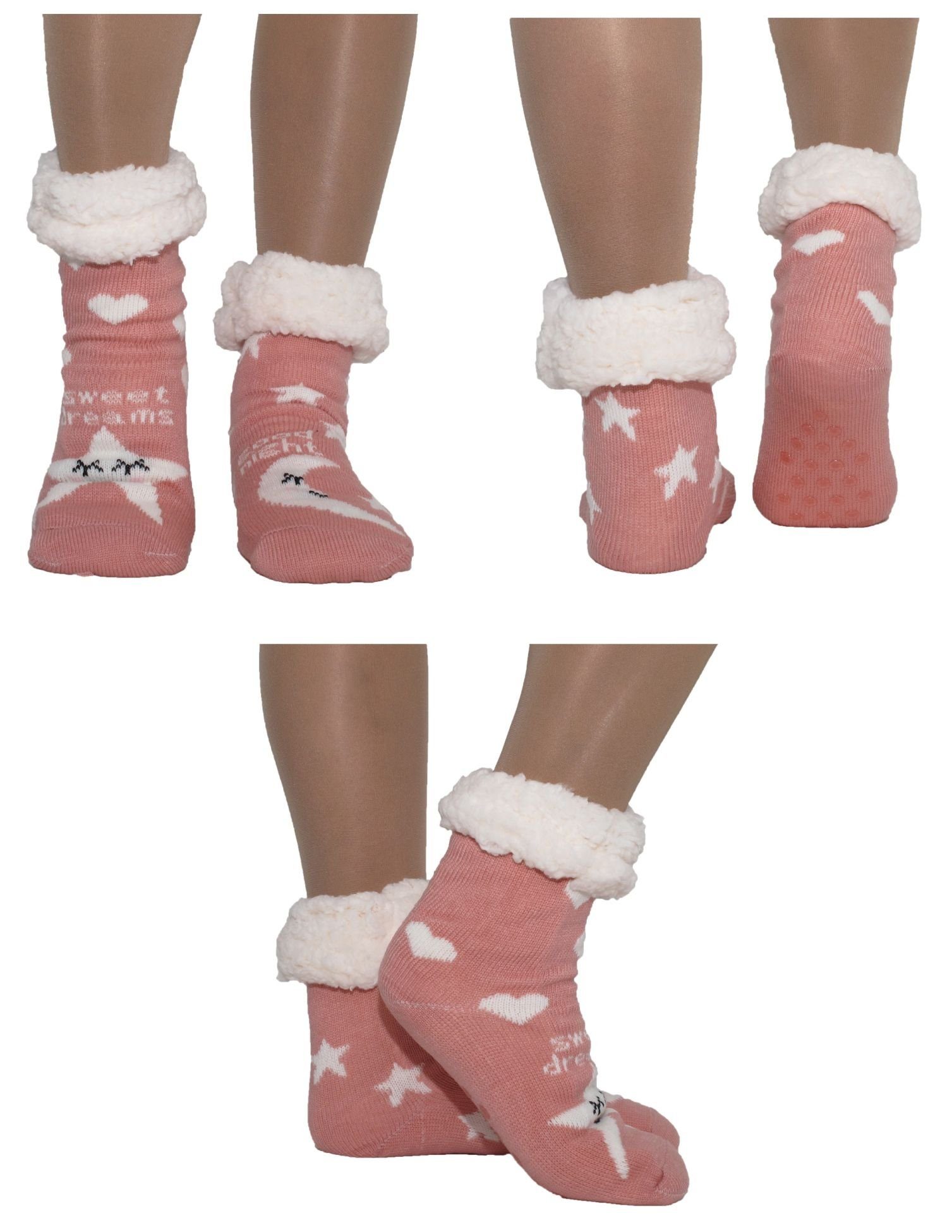 Antonio Kuschelsocken Hüttensocken Haussocken Hausschuhe ABS Teddyfell Pop Art Farbe: