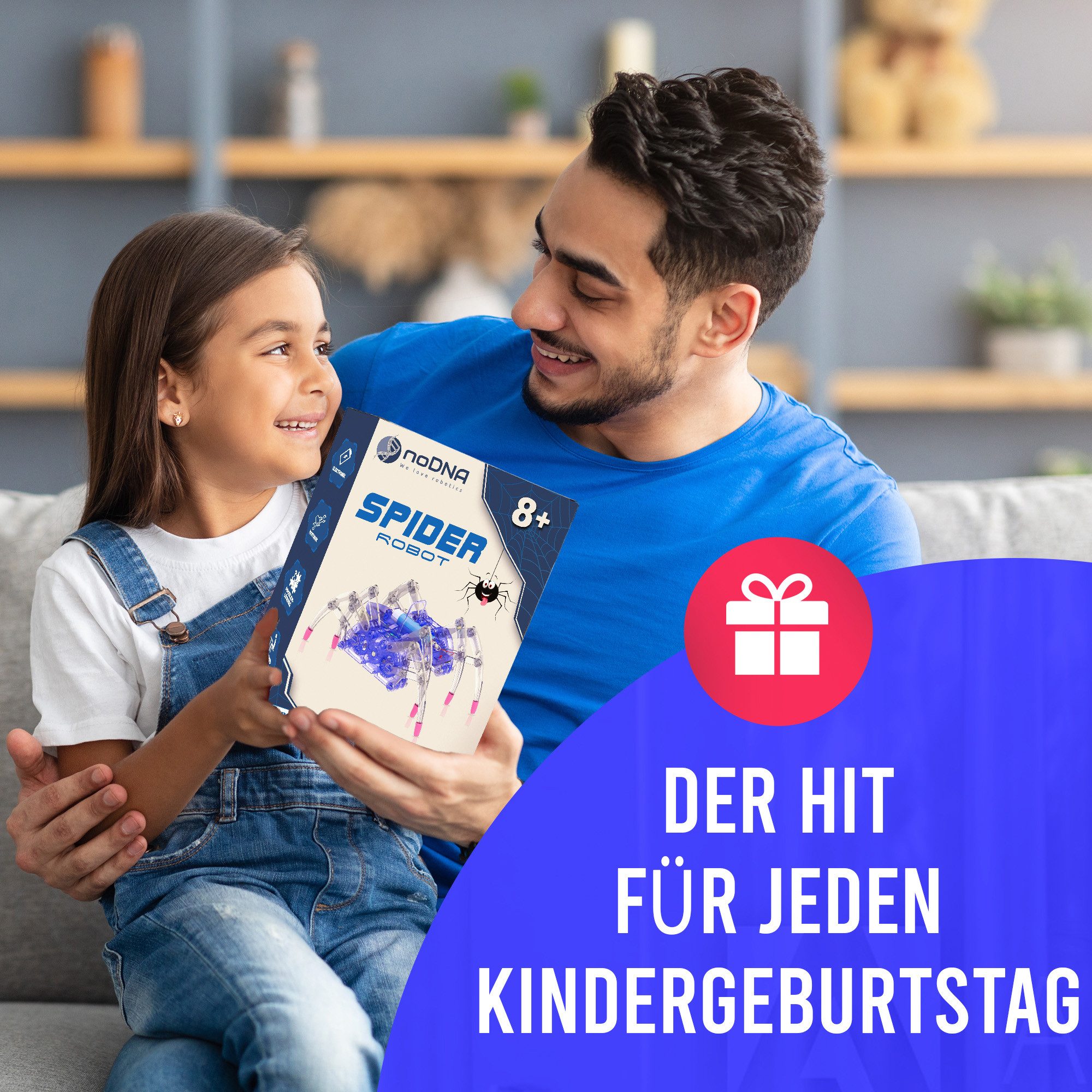 noDNA We love robotics Robotertier SpiderRobot, ab 8 Jahren, DIY, laufender Spinnenroboter, Robotik Bausatz Spielzeug Roboter