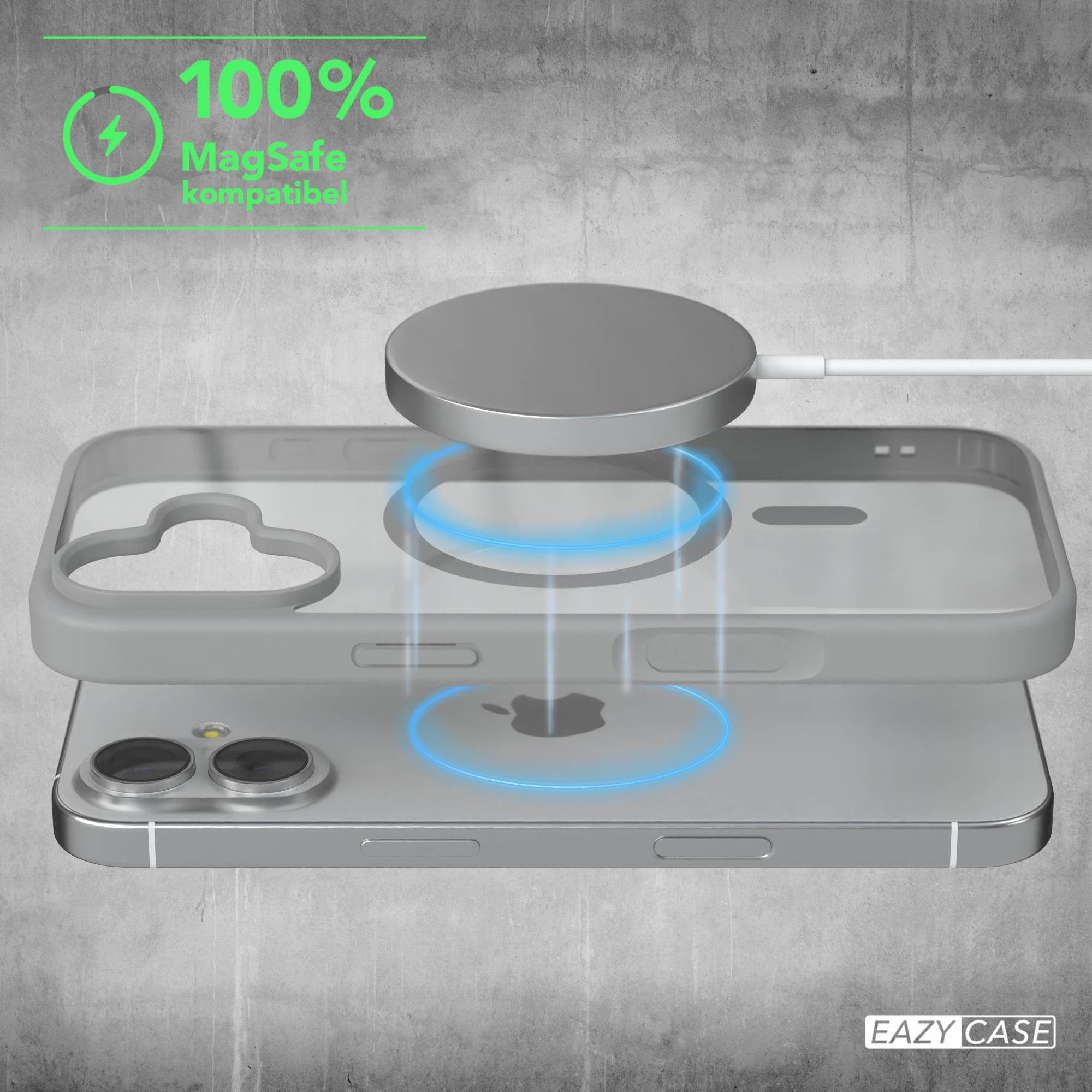 EAZY CASE Handyhülle Transparente Hülle mit MagSafe für iPhone 17 6,3 Zoll, Back Cover Slimcover mit Displayschutz, Magsafefunktion, Bumper-Hülle