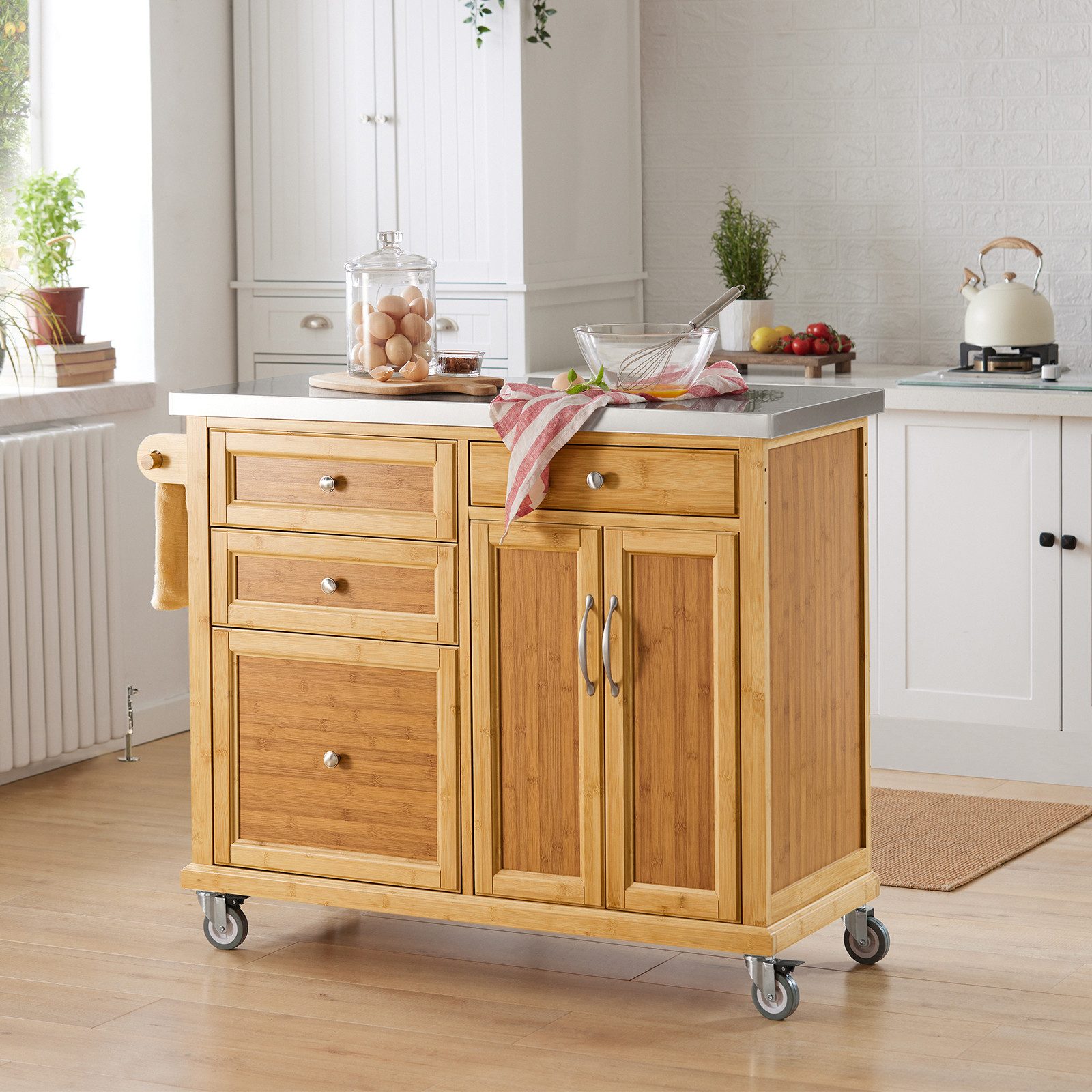 SoBuy Küchenwagen FKW69/FKW70, Küchenwagen auf Rollen, Servierwagen Rollwag günstig online kaufen