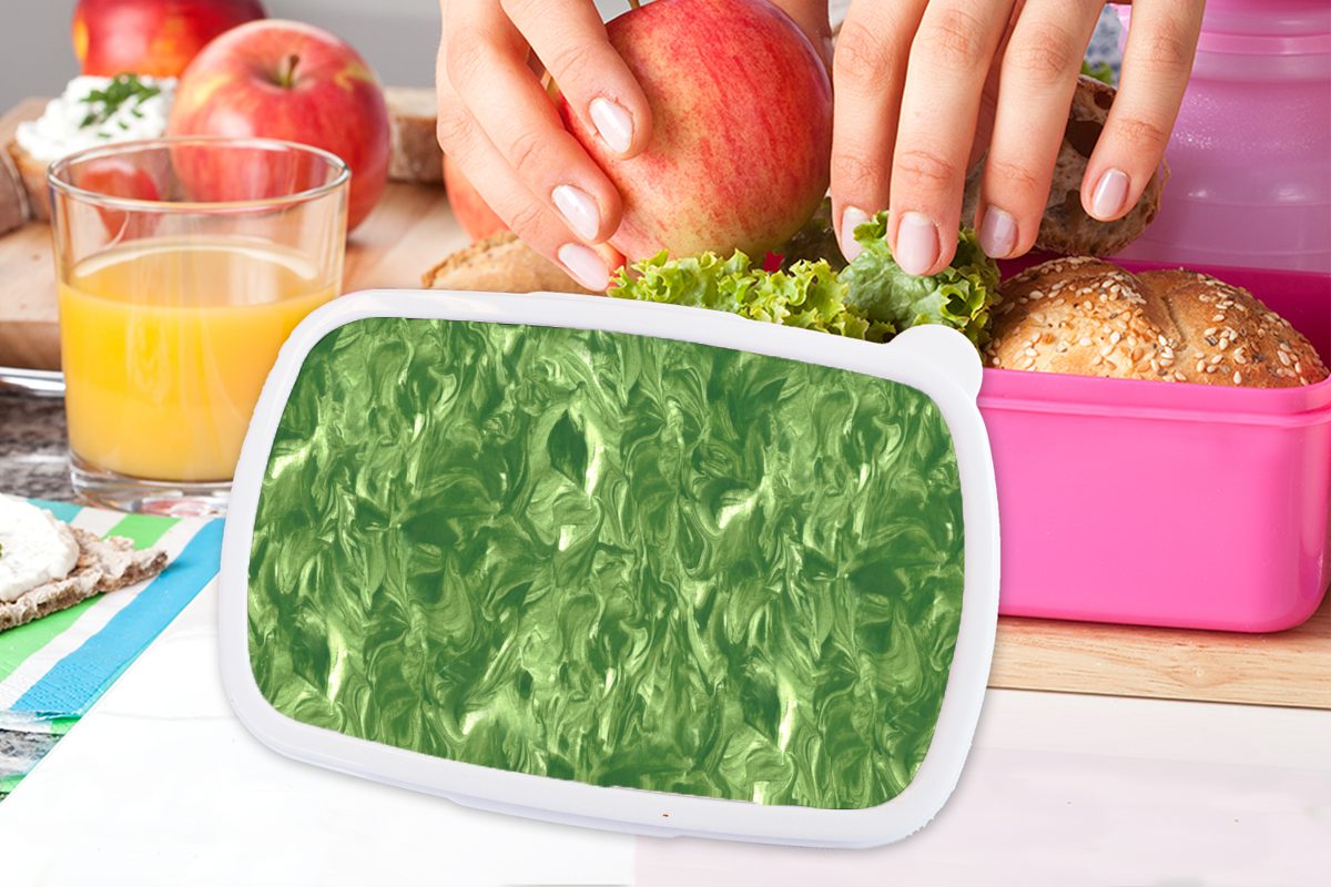 MuchoWow Lunchbox Brotdose für Erwachsene, Farbe Kinder, Design, Kunststoff - Grün Snackbox, - Marmor Kunststoff, rosa Brotbox - (2-tlg), Mädchen