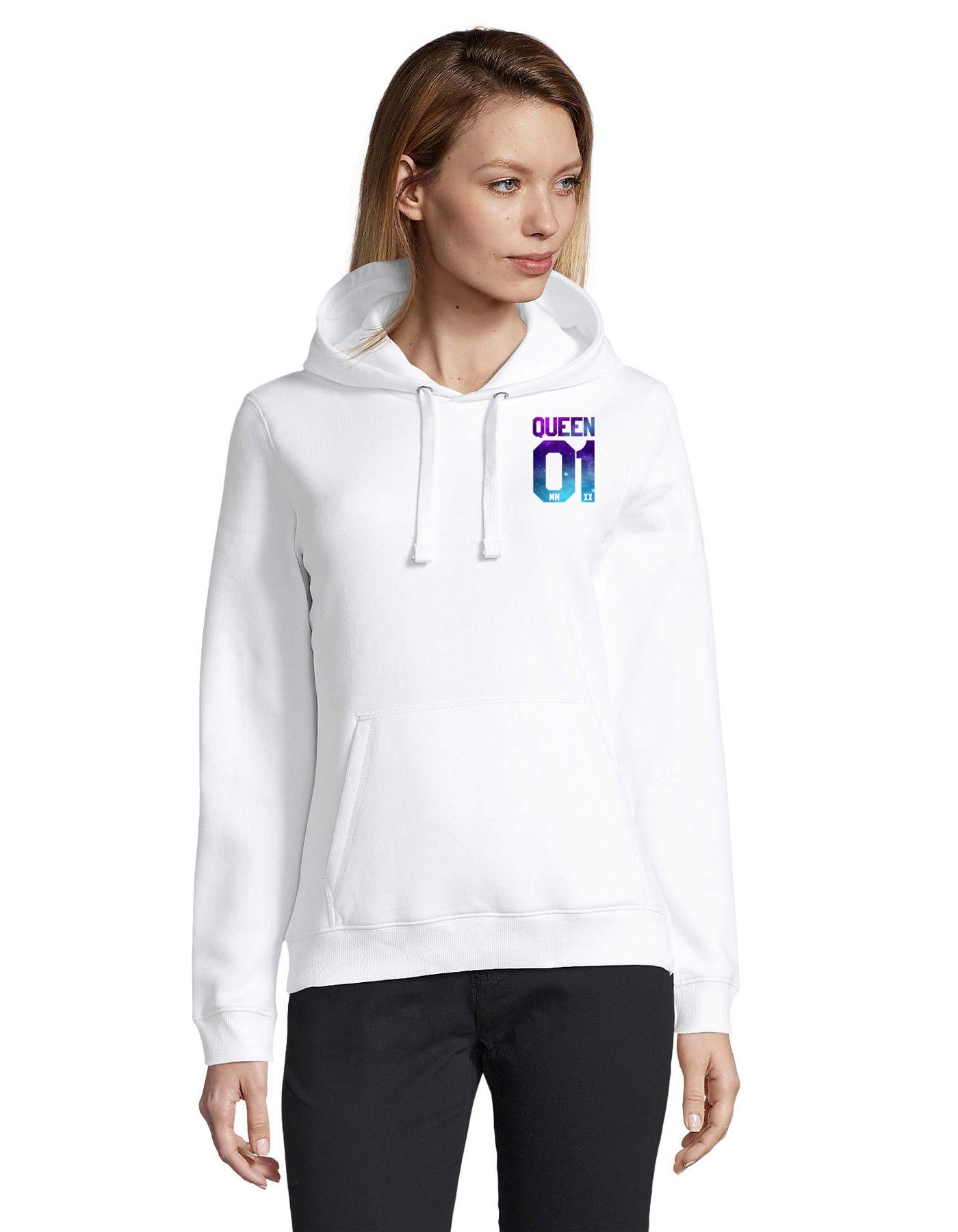Blondie & Brownie Hoodie Unisex Paar Pärchen Pullover King Queen Valentin Bff Friends Mit Kapuze, Kängurutaschen