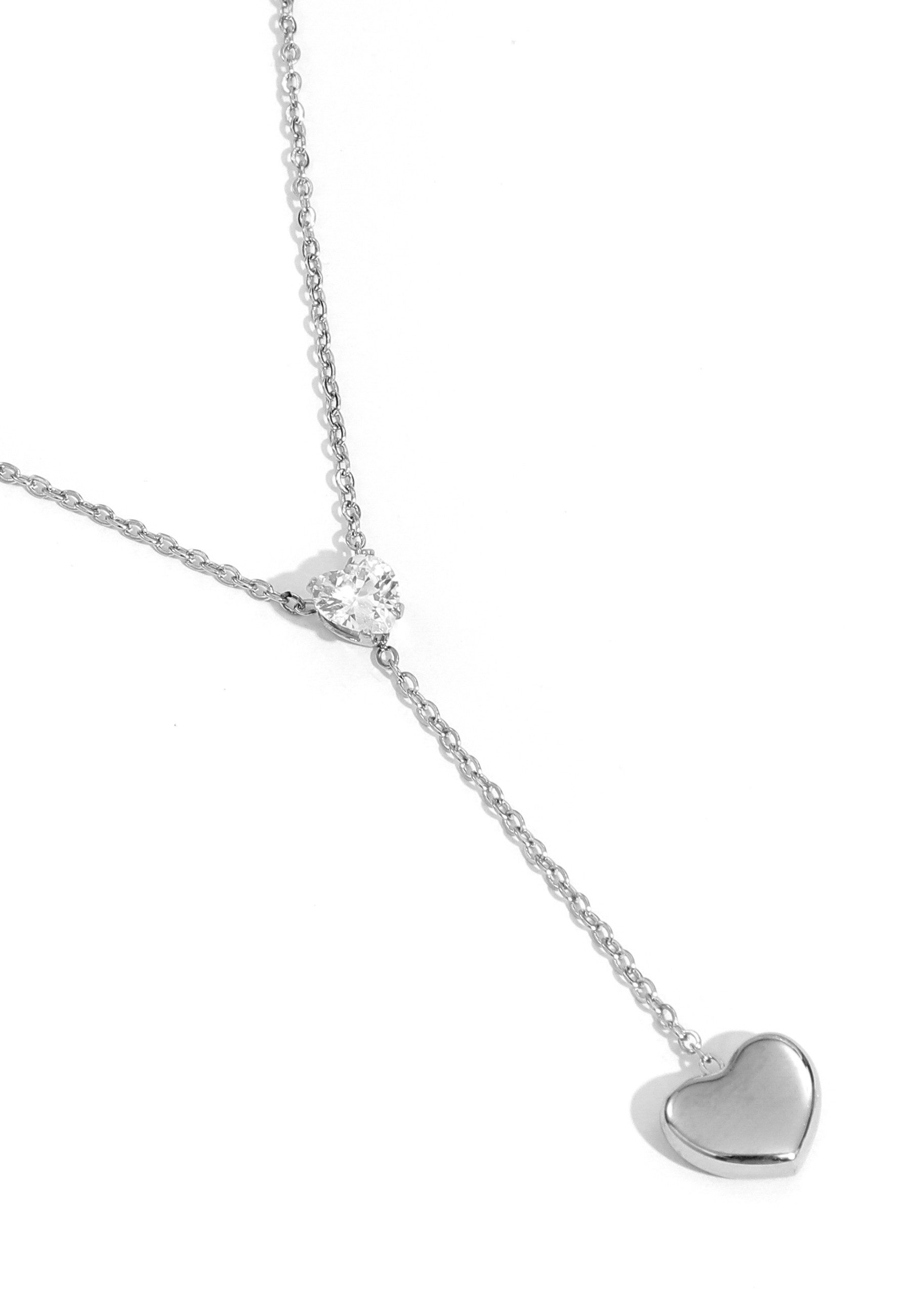 Edelstahlkette Edelstahl Herz Glanz Kristall Schmuck Halskette