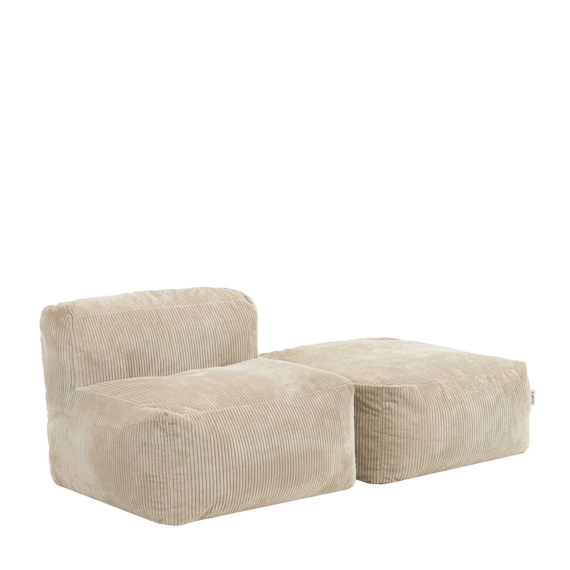 icon Sofa Modulares Sessel mit Hocker aus Cord Flauschig „Zen“, Spar-Set, Schaumstoff Füllung, für Wohnzimmer, für Schlafzimmer