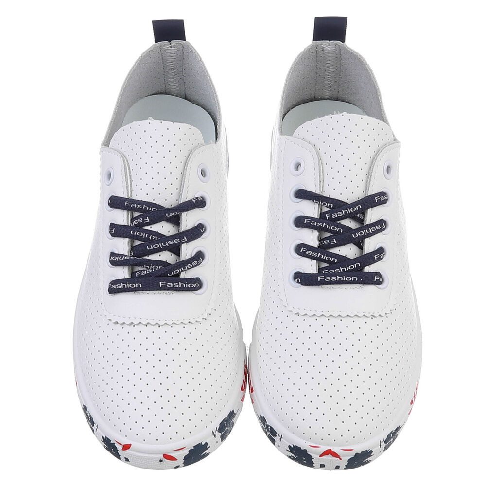Ital-Design Stylischer Freizeitschuh mit floralem Sohlenrand Sneaker (91554308) Flach Sneakers Low in Weiß – Bild 4 von 5