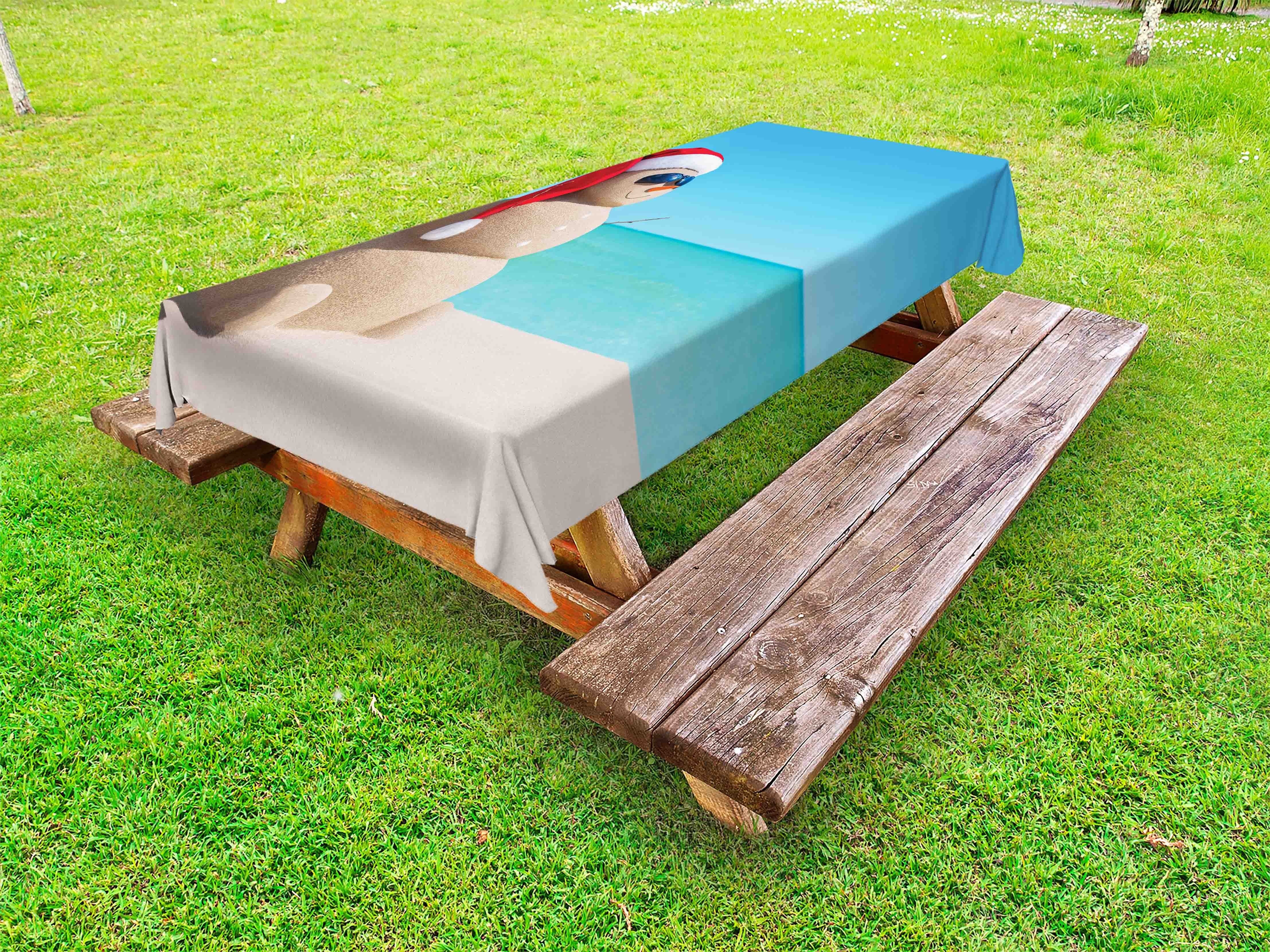 Abakuhaus Tischdecke dekorative waschbare Picknick-Tischdecke, Sommer Foto von einem Sandy-Schneemann