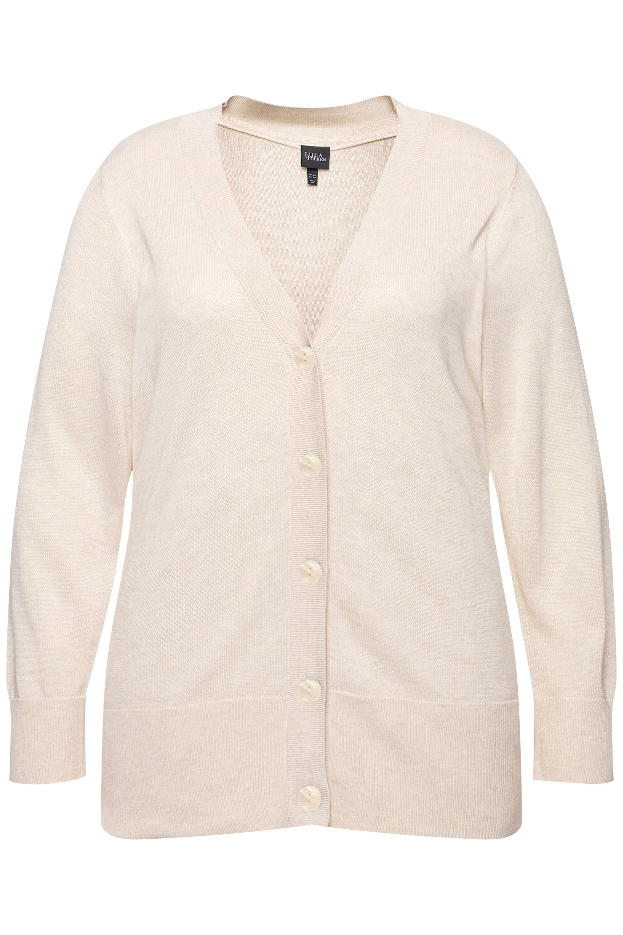 Ulla Popken Strickjacke Strickjacke V-Ausschnitt Knopfleiste Feinstrick günstig online kaufen