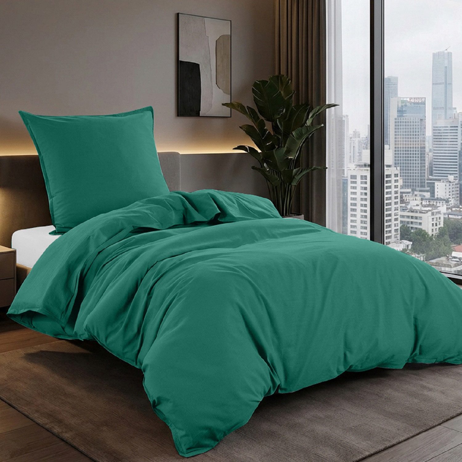 wometo Bettwäsche Stone Washed 135x200 Renforcé, Baumwolle, 2 teilig, OEKO-TEX®, 100% Baumwolle, Bettwäsche im Knitterlook mit Stehsaum