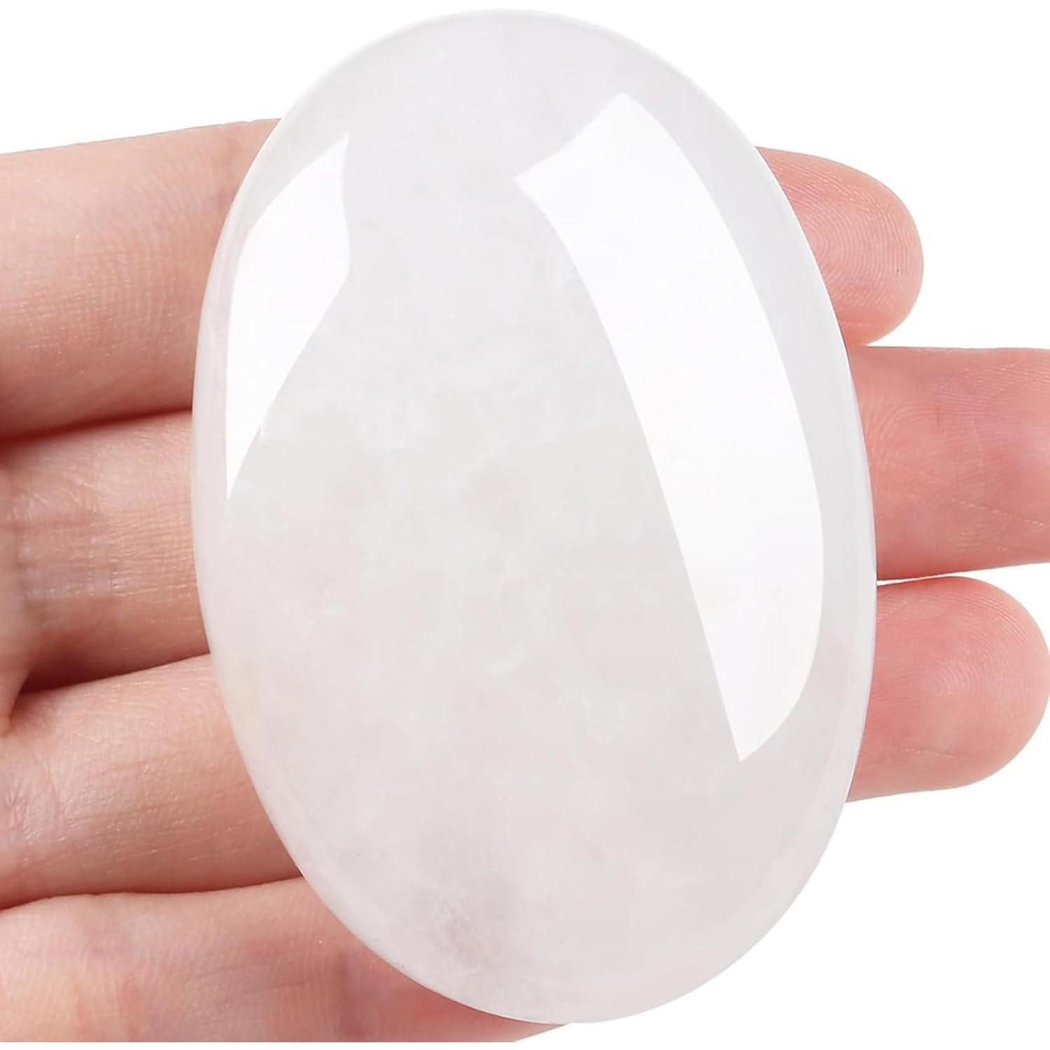 LuxusKollektion Edelstein Kristallstein 2.4 Zoll Poliert Oval Palme Reiki Massage Bergkristall, (1-St)