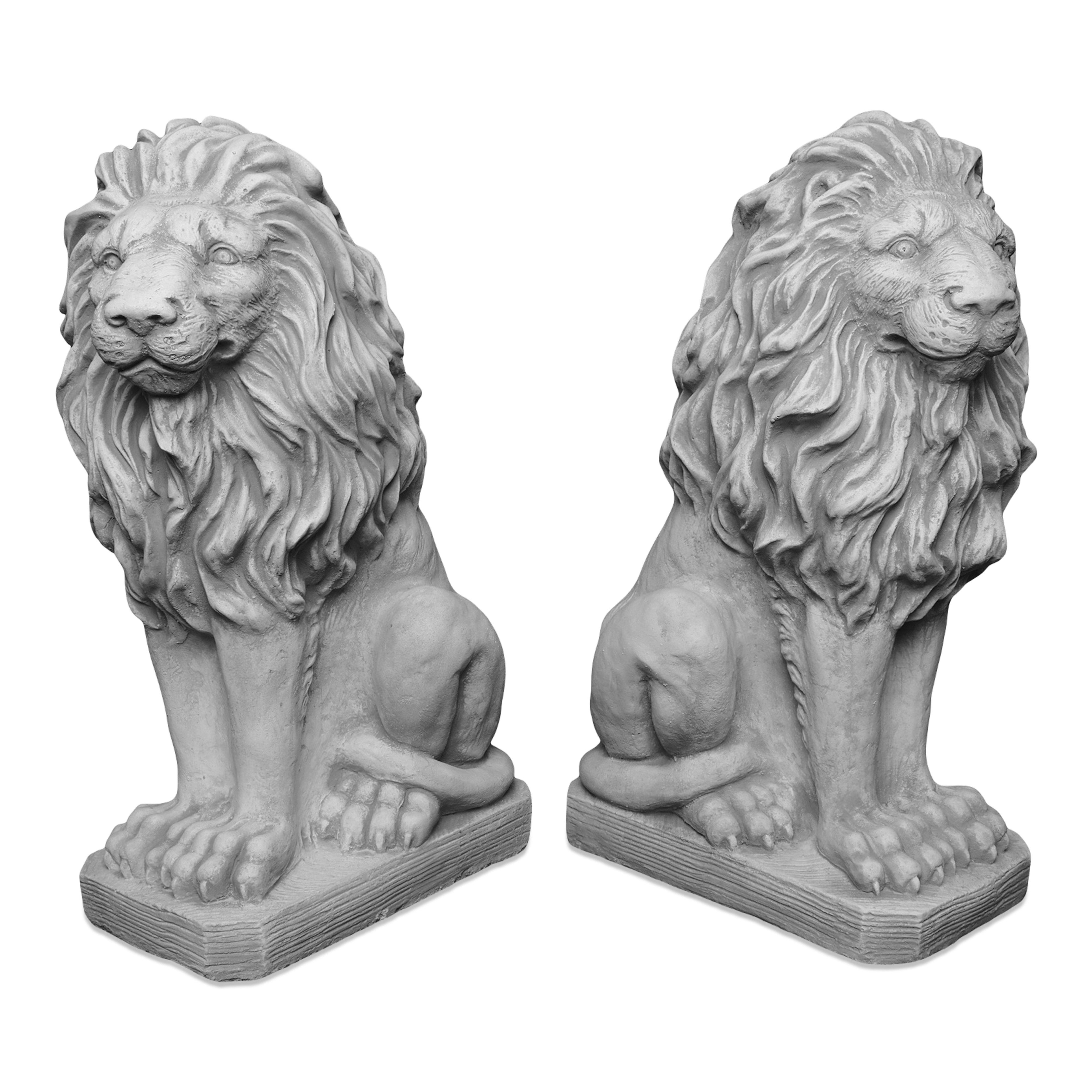gartendekoparadies.de Gartenfigur Löwen Satuen Steinfiguren 2er-Set, H. 53 cm, 78 kg, (1 St., 2er-Set), Frostsicher