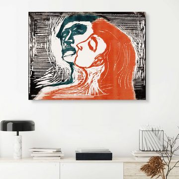 Posterlounge Alu-Dibond-Druck Edvard Munch, Mann und Weib sich küssend, Malerei