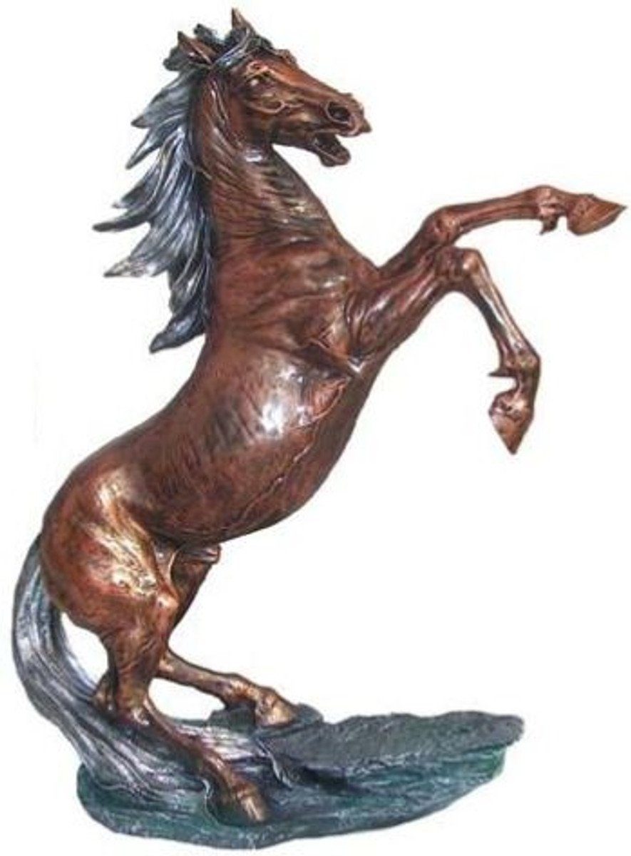 Casa Padrino - - 92 Bronze Wohnzimmer - cm Wildes Skulptur Deko Skulptur Wetterbeständige Pferd / Designer Silber Garten Tierfigur Deko Deko H. Deko - Dekofigur