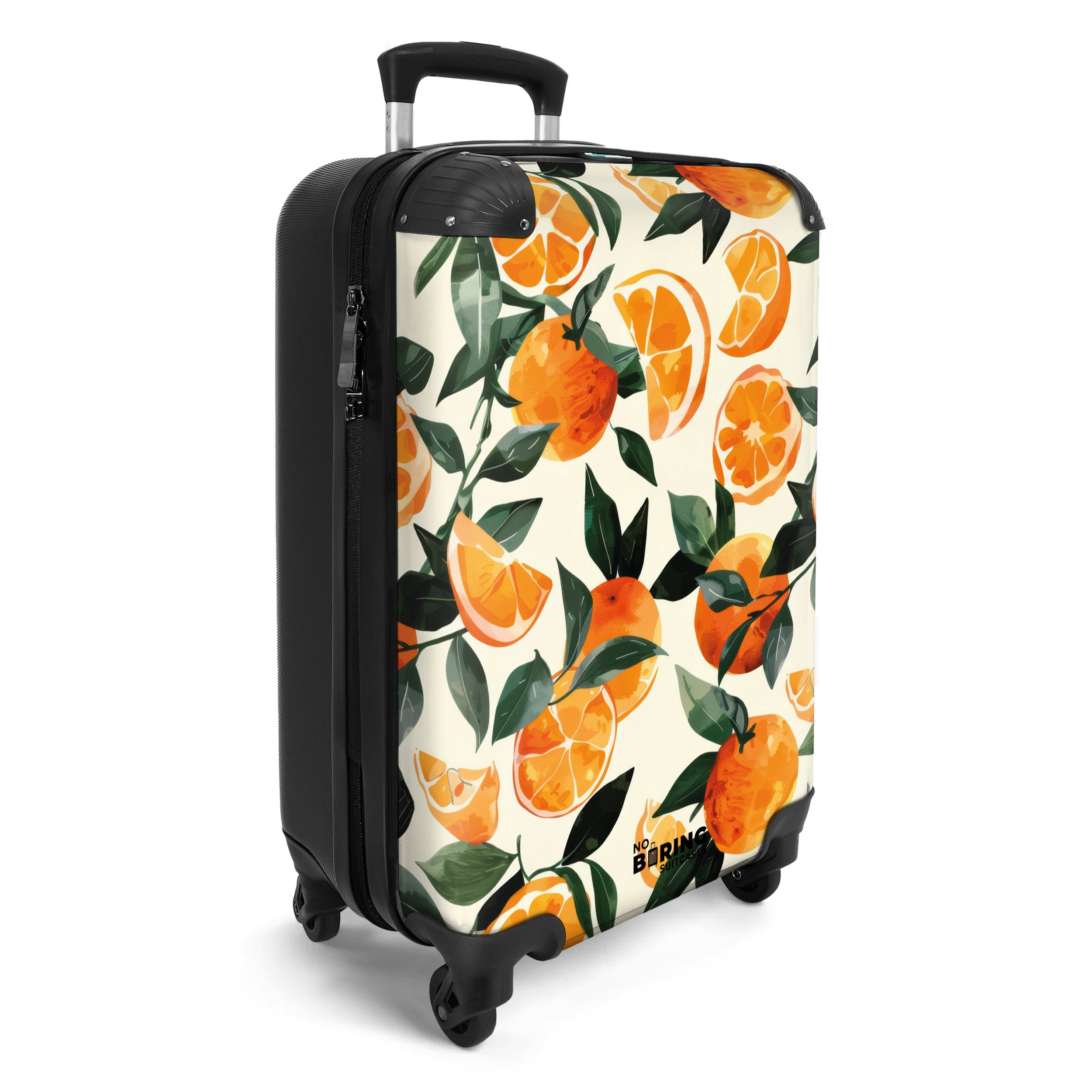 NoBoringSuitcases.com© Hartschalen-Trolley Beige mit Orangen und günstig online kaufen