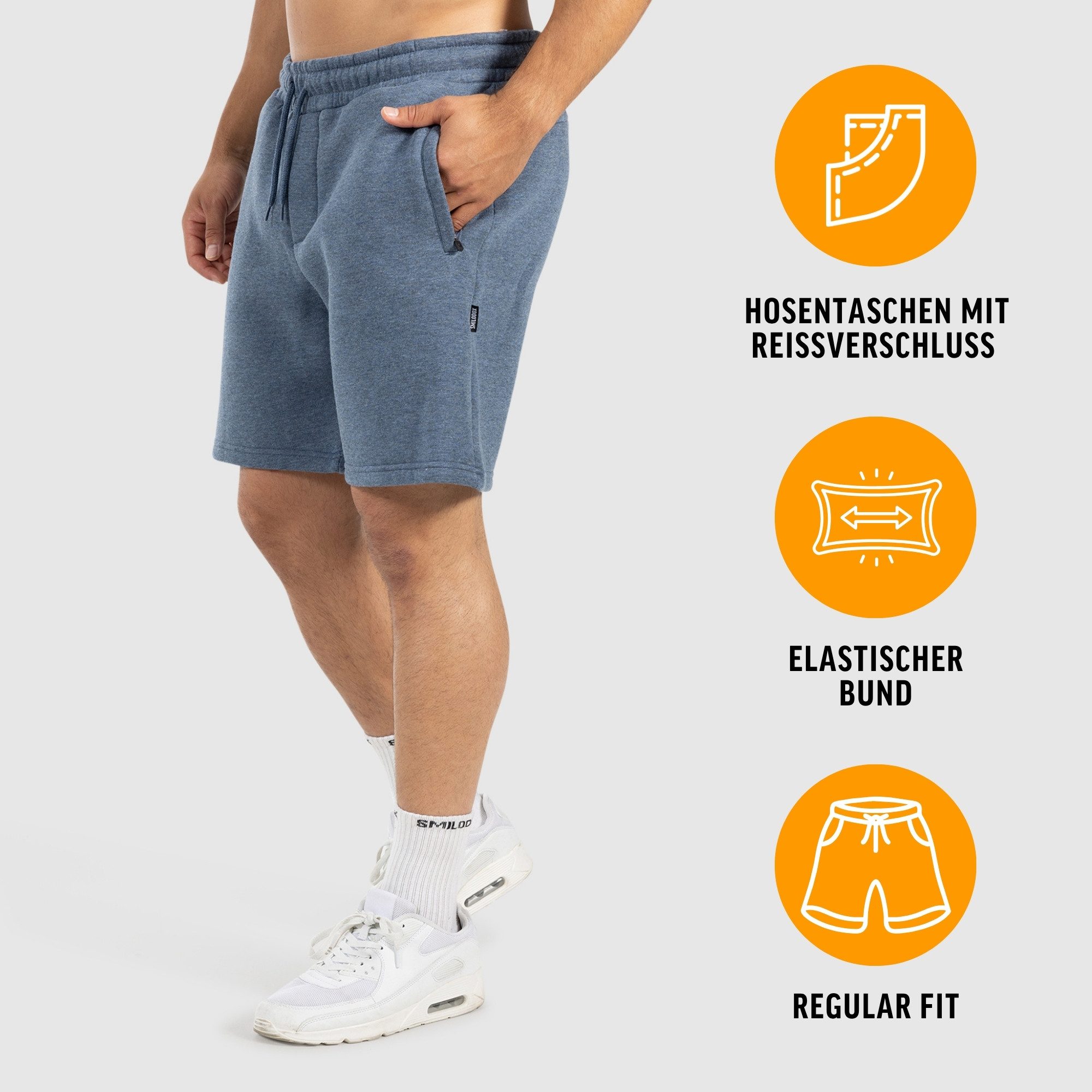Smilodox Shorts Rion, Regular Fit Sportshorts, Reißverschlusstaschen, elastischer Bund Workout Trainingshose, Kordelzug, Gym Freizeit Streetstyle