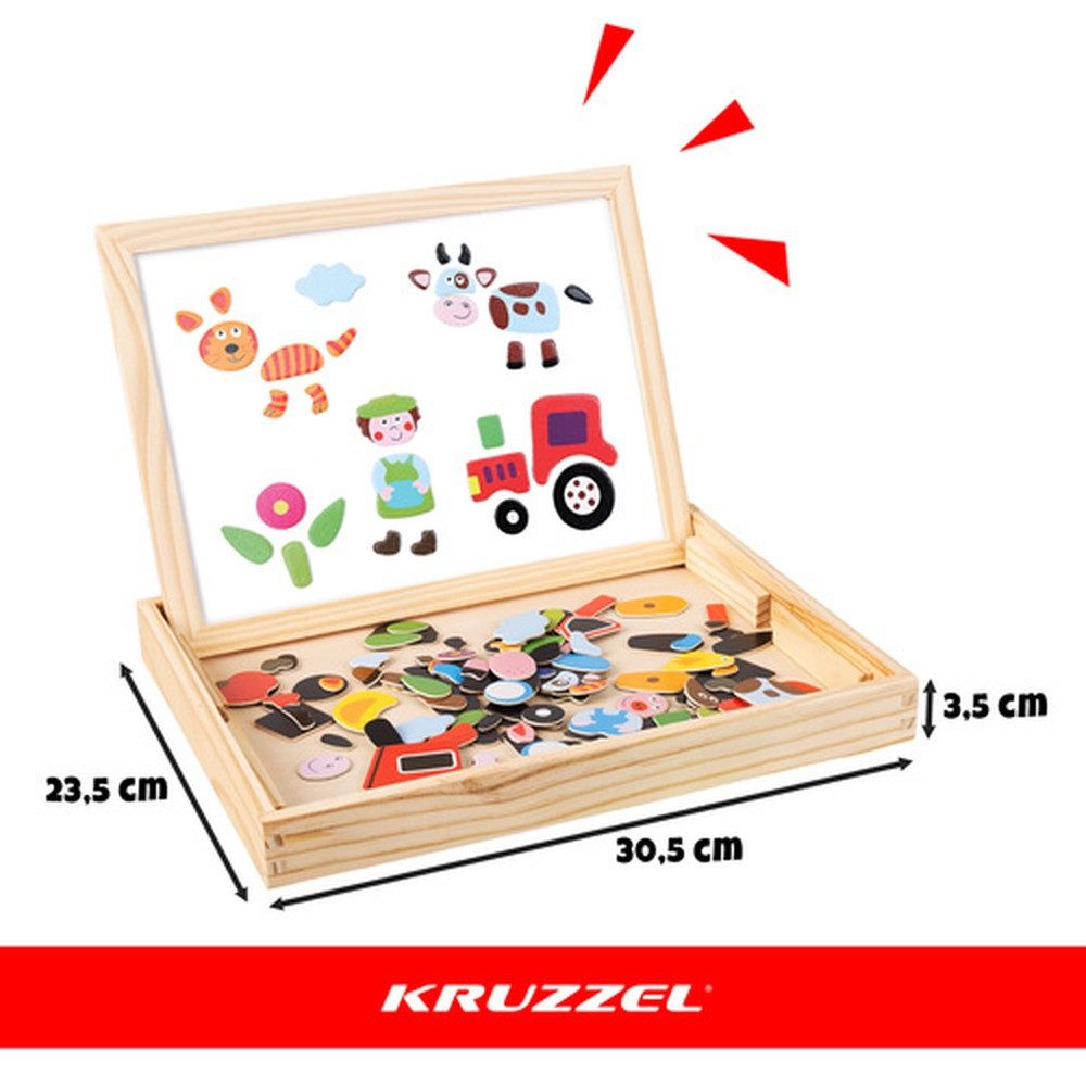 KRUZZEL Magnettafel Magnetisches Lernbrett Kreidetafel, (Spar-Set, doppelseitig), Magnetisches Whiteboard zum Anordnen von Formen