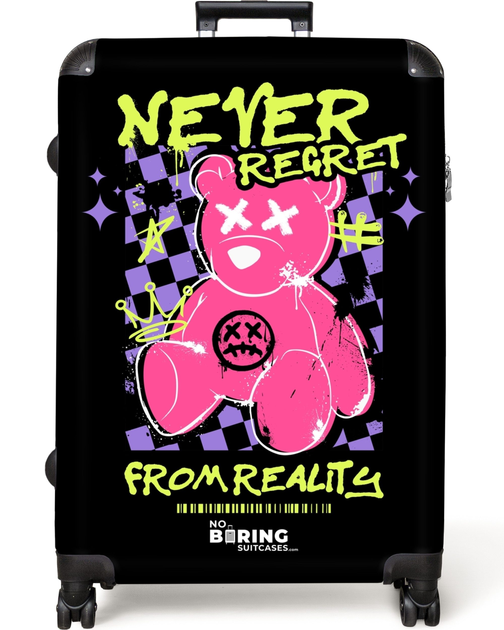 NoBoringSuitcases.com© Hartschalen-Trolley Slogan 'Never Regret' mit günstig online kaufen