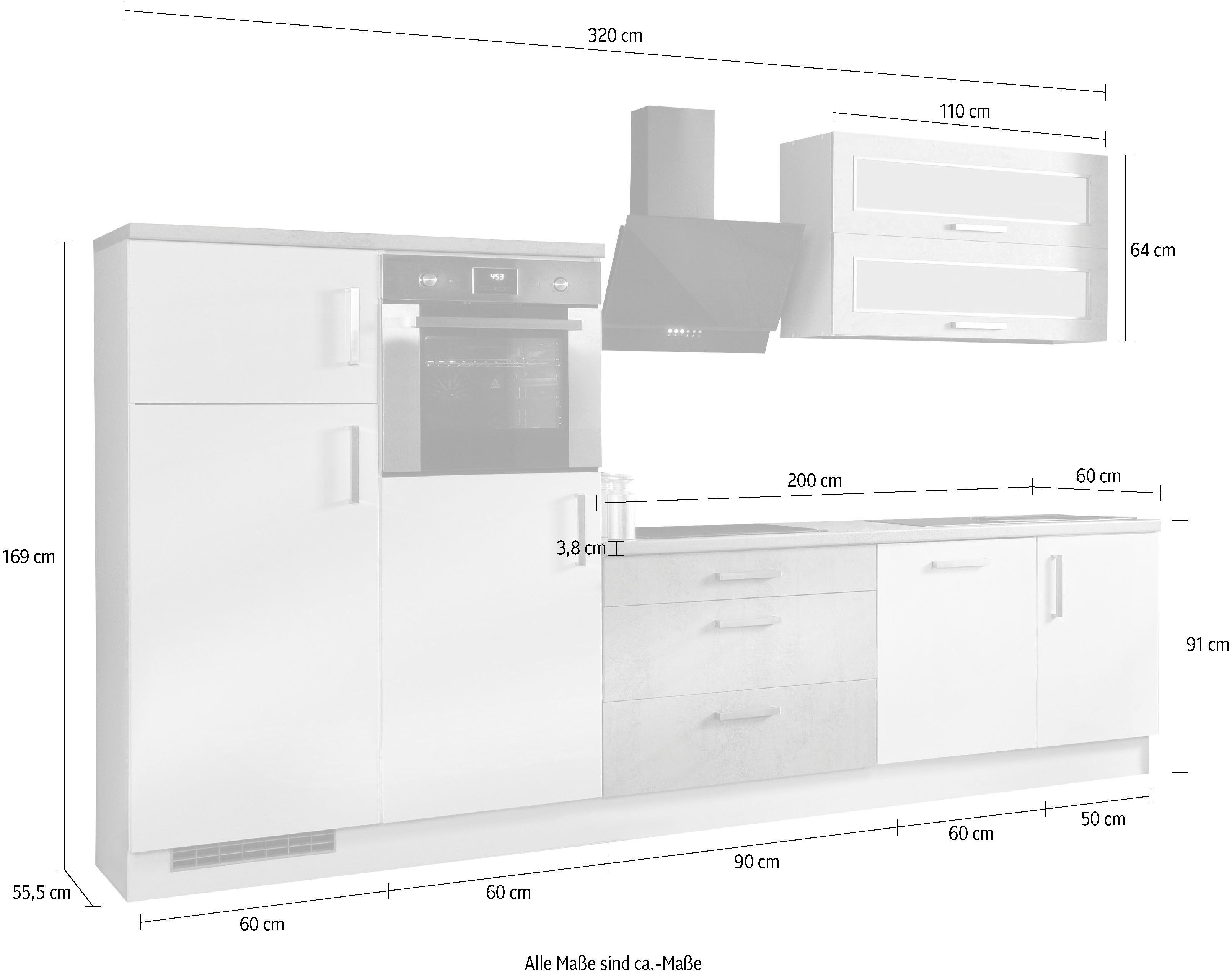 RESPEKTA Küchenzeile »Lier«, mit E-Geräten, Breite 320 cm-kaufen