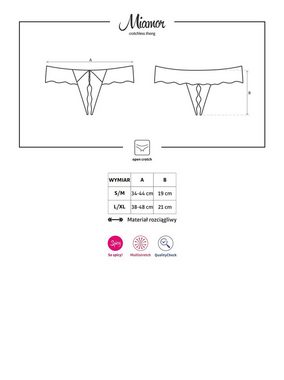 Obsessive Panty-Ouvert Offener String Miamor schwarz mit Spitze Stretch Thong transparent S (einzel, 1-St)