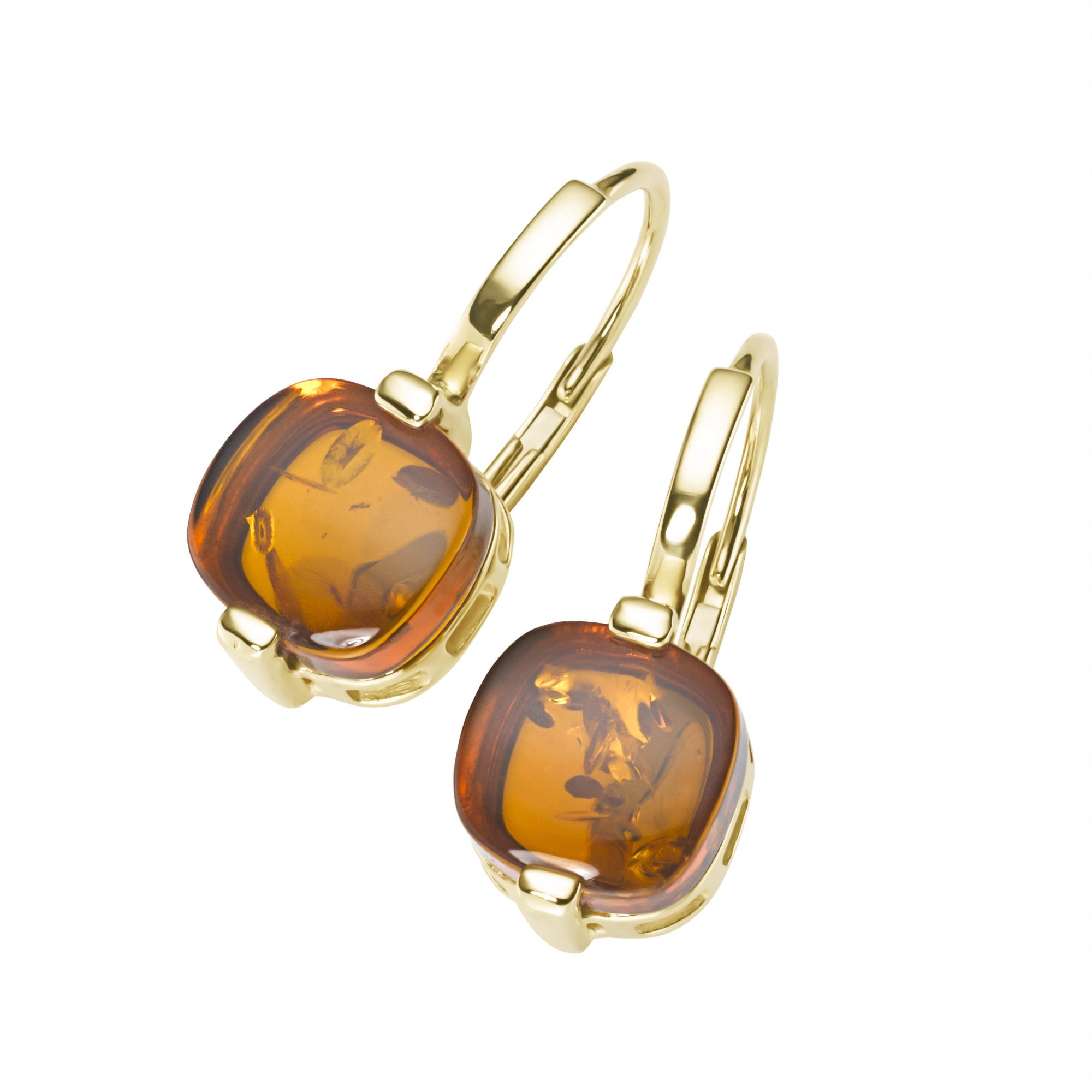 Luigi Merano Paar Ohrhänger mit Bernstein, Gold 375