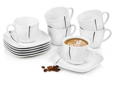 SÄNGER Kaffeeservice »Bilgola Black Lines« (12-tlg), Porzellan, Zeitlos,modernes Design