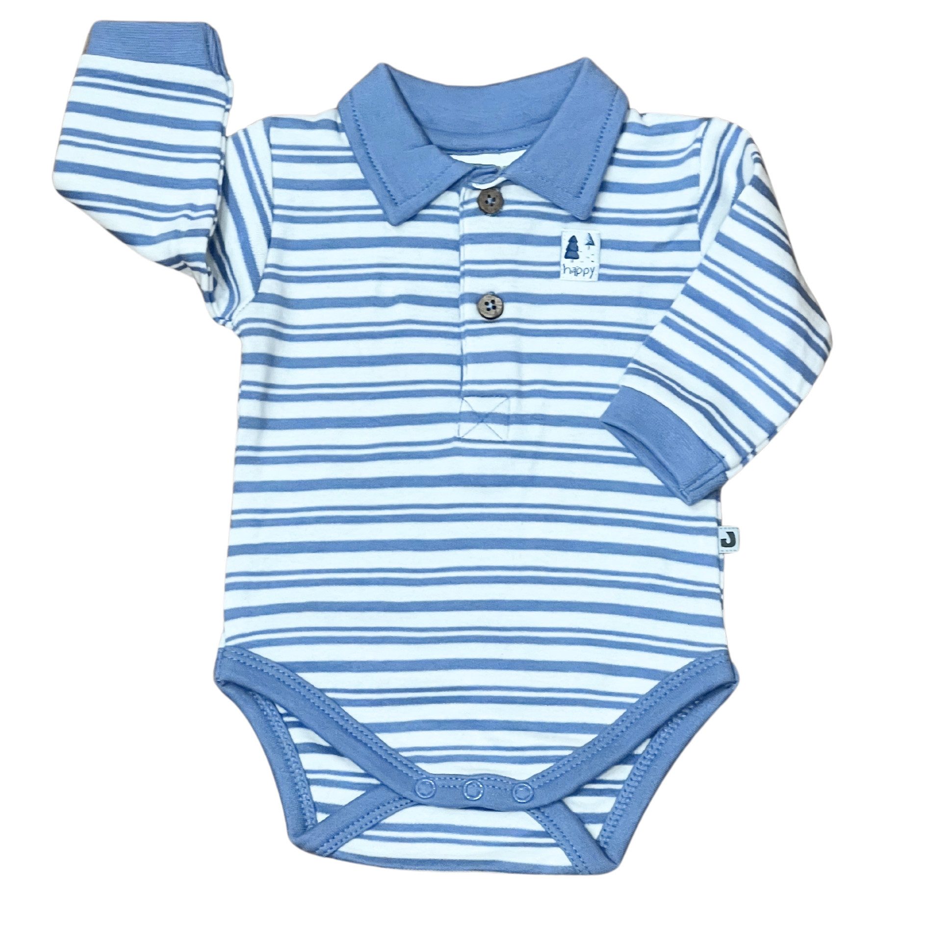 JACKY Langarmbody Baby Polo Body - Langarmbody Streifen, blau (1-tlg) Polo Style - Hemdbody