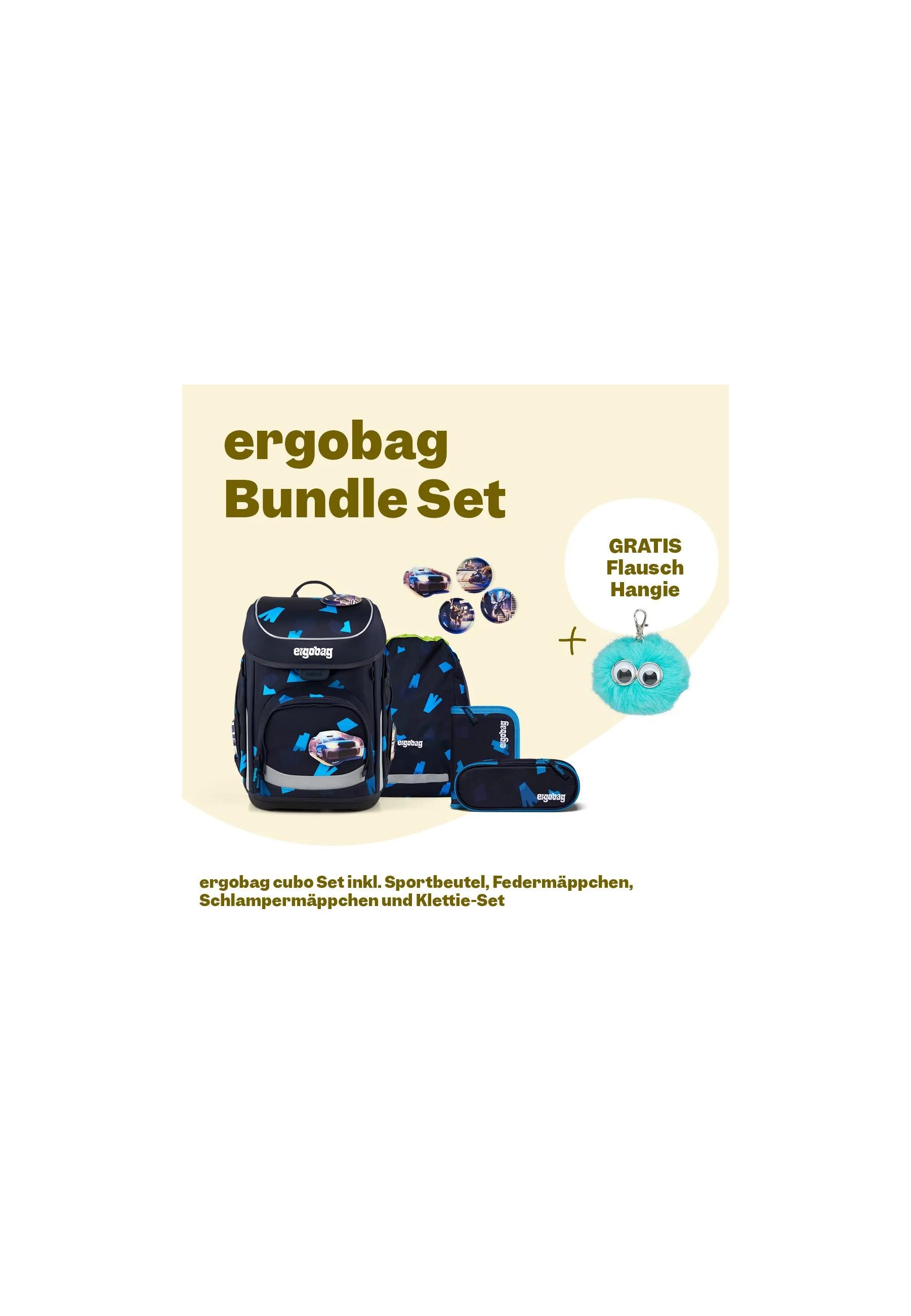ergobag Schulranzen cubo Bundle Set . (6-tlg., 6-teiliges Set), größenverstellbares Rückensystem
