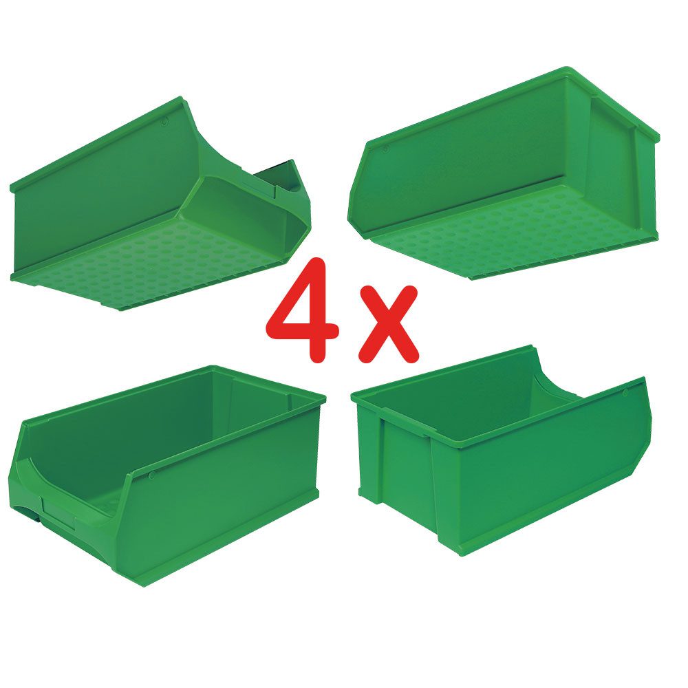 BRB-Lagertechnik Kleinteilemagazin 4x Sichtbox PROFI LB 2, LxBxH 500x300x200 mm, Auch für Lebensmittel geeignet