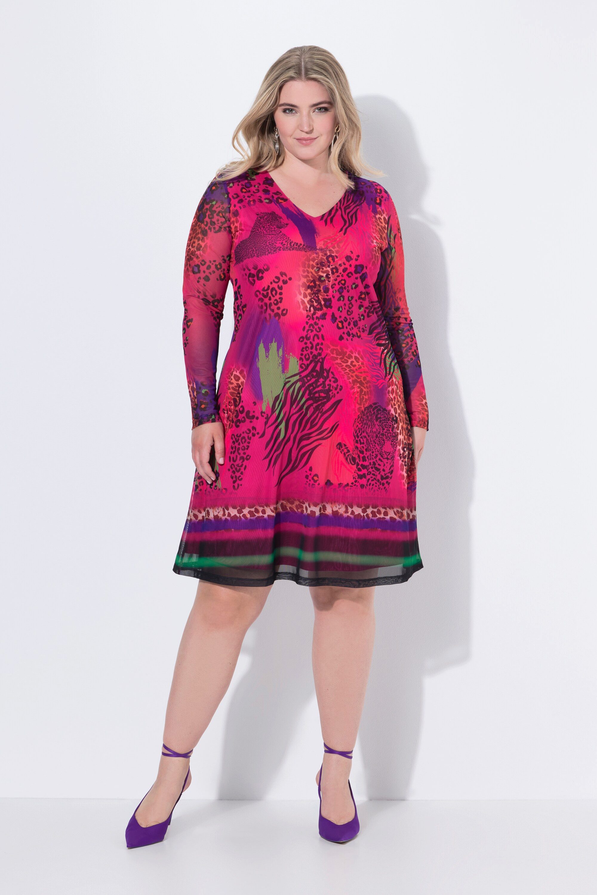 MIAMODA Jerseykleid Meshkleid A-Linie Mesh Animalprint günstig online kaufen