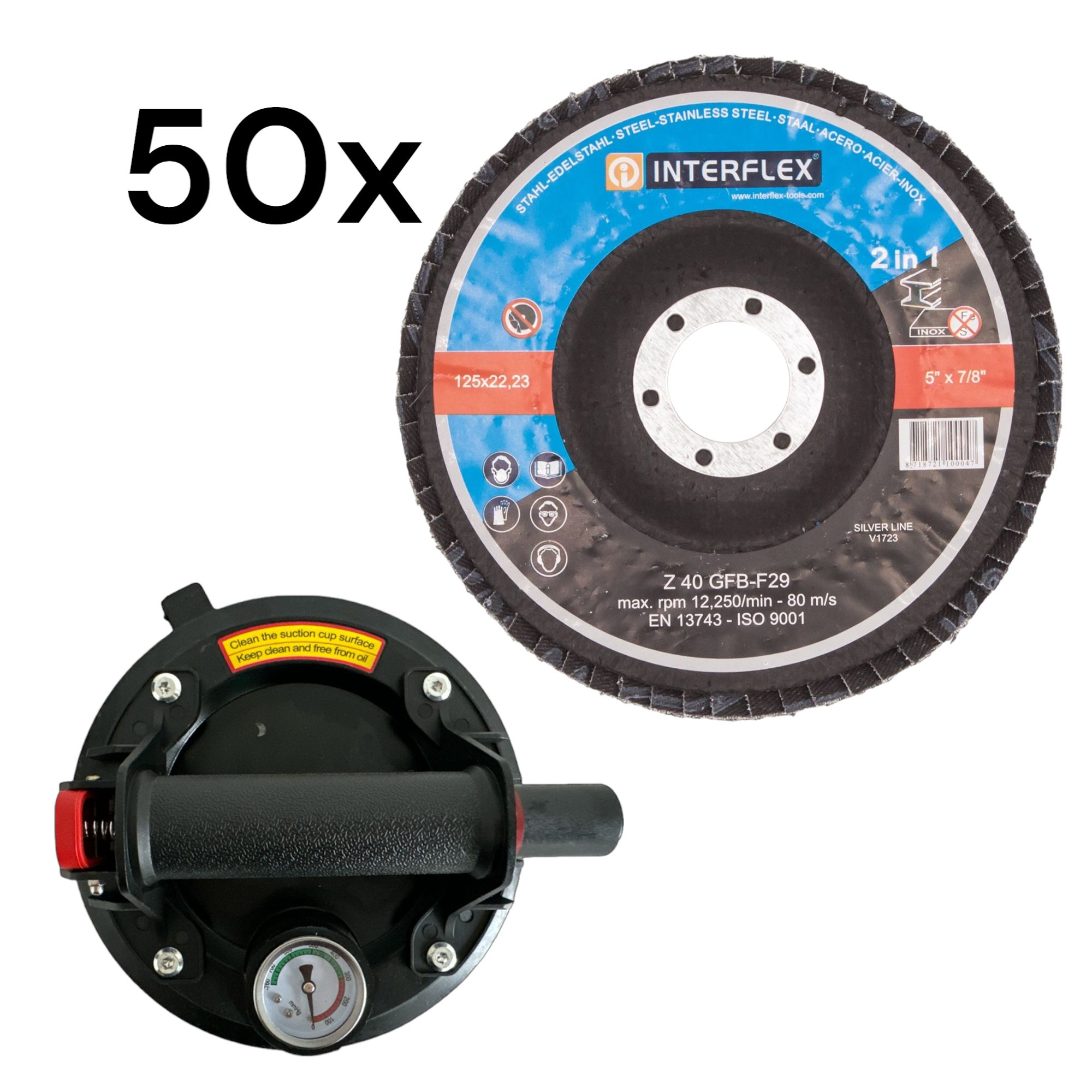 Plattenheber Vakuum Saugnapf, mit Manometer, für Materialtransport + 50 Stck., -]