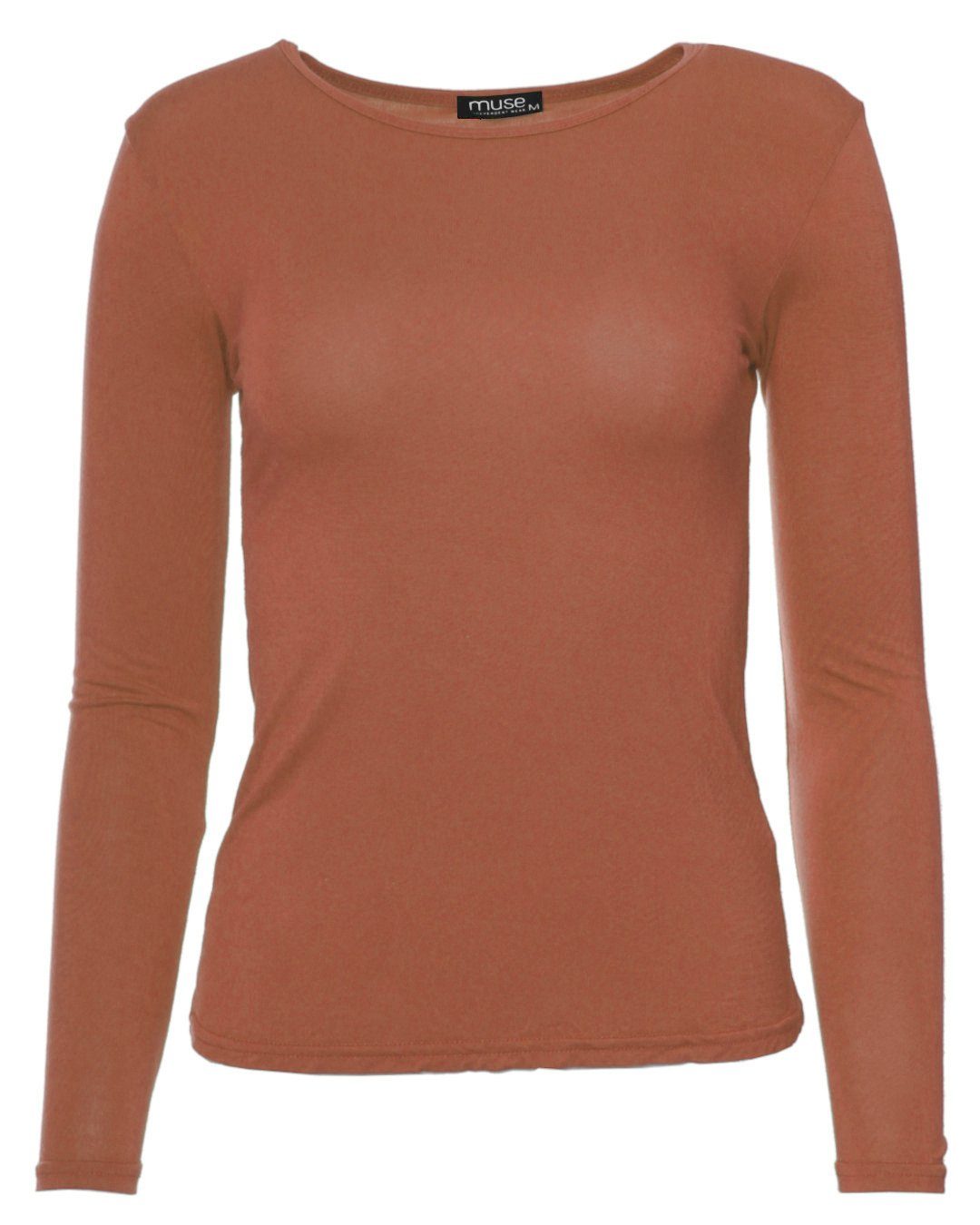 Rundhalsshirt Basic Rundhals Langarmshirt Skinny Fit 1093