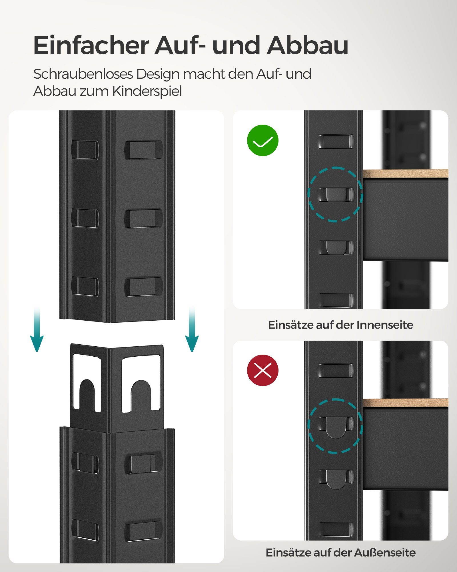 belastbar Vintgebraun-Schwarz 4 520 bis Ebene, kg | Schwerlastregal 1-tlg., Lagerregal, SONGMICS Vintgebraun-Schwarz