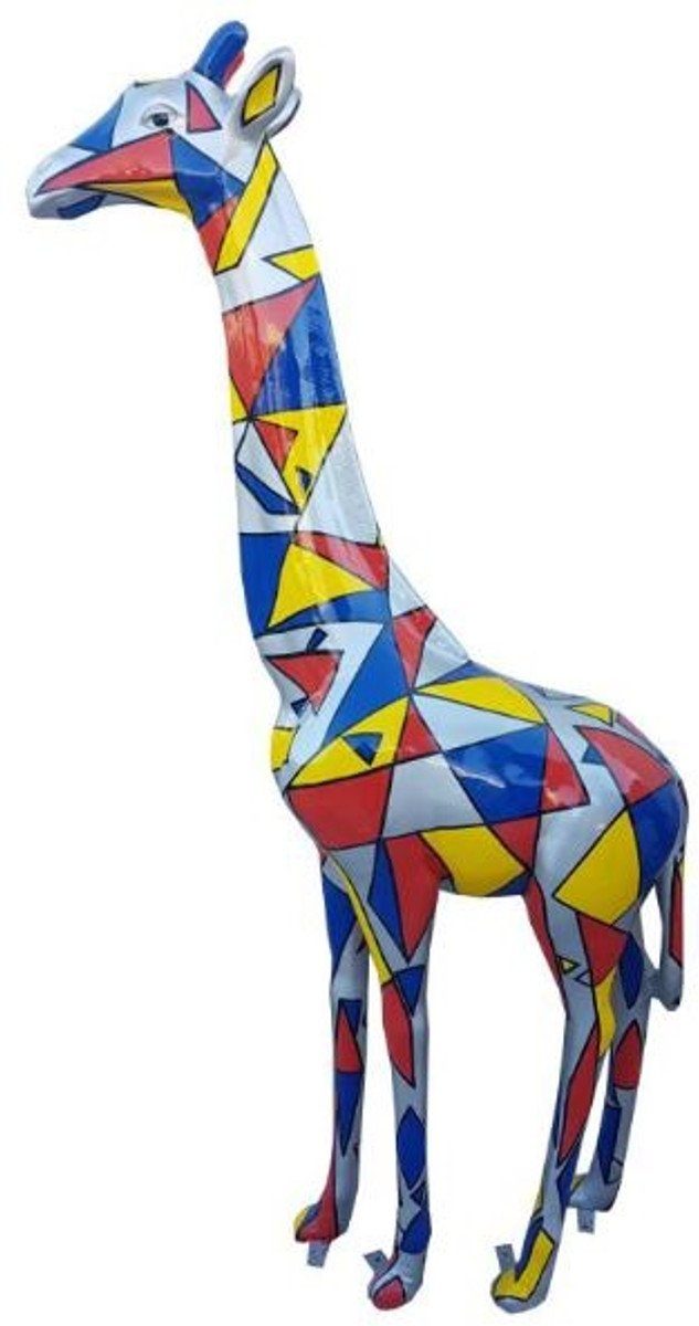 Casa Padrino Skulptur Designer Mehrfarbig Tierfigur Gartendeko Deko - cm - - 205 / H. Skulptur - Riesige Grau Gartenfigur Giraffe Dekofigur