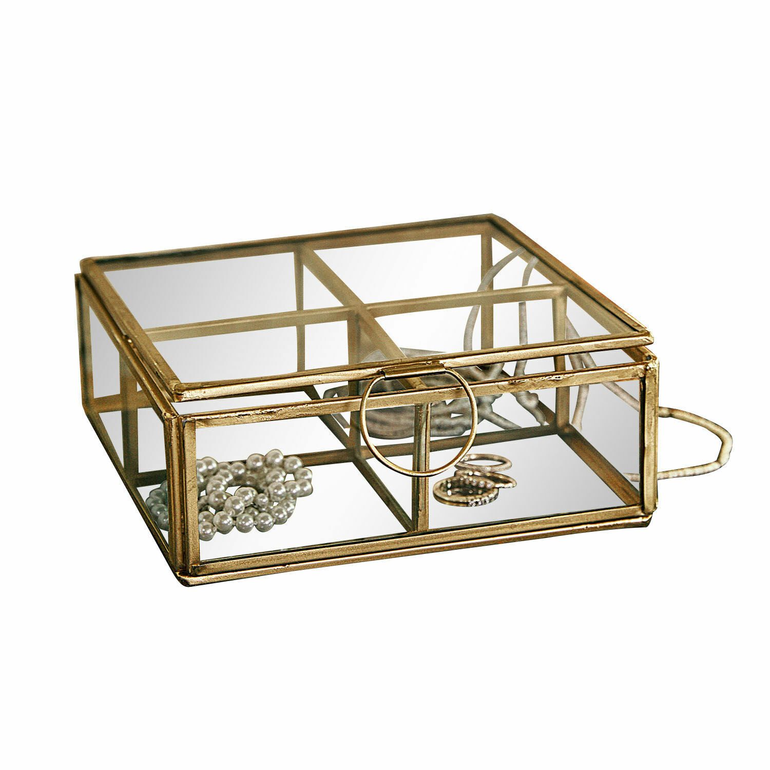 Mirabeau Dekokorb Box Moselle gold (kein Set, kein Set), stilvolles Interieur, Materialmix aus Glas & Edelstahl, Handgefertigt