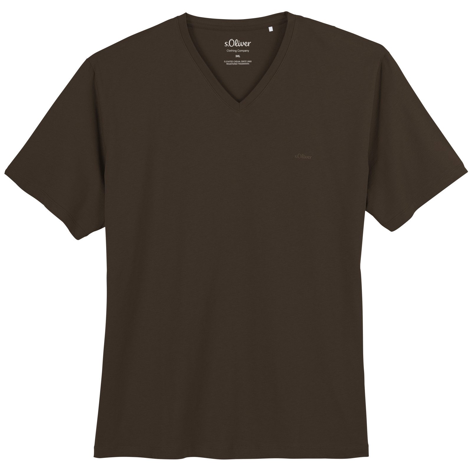 s.Oliver V-Shirt s.Oliver Übergrößen Basic-T-Shirt braun V-Neck