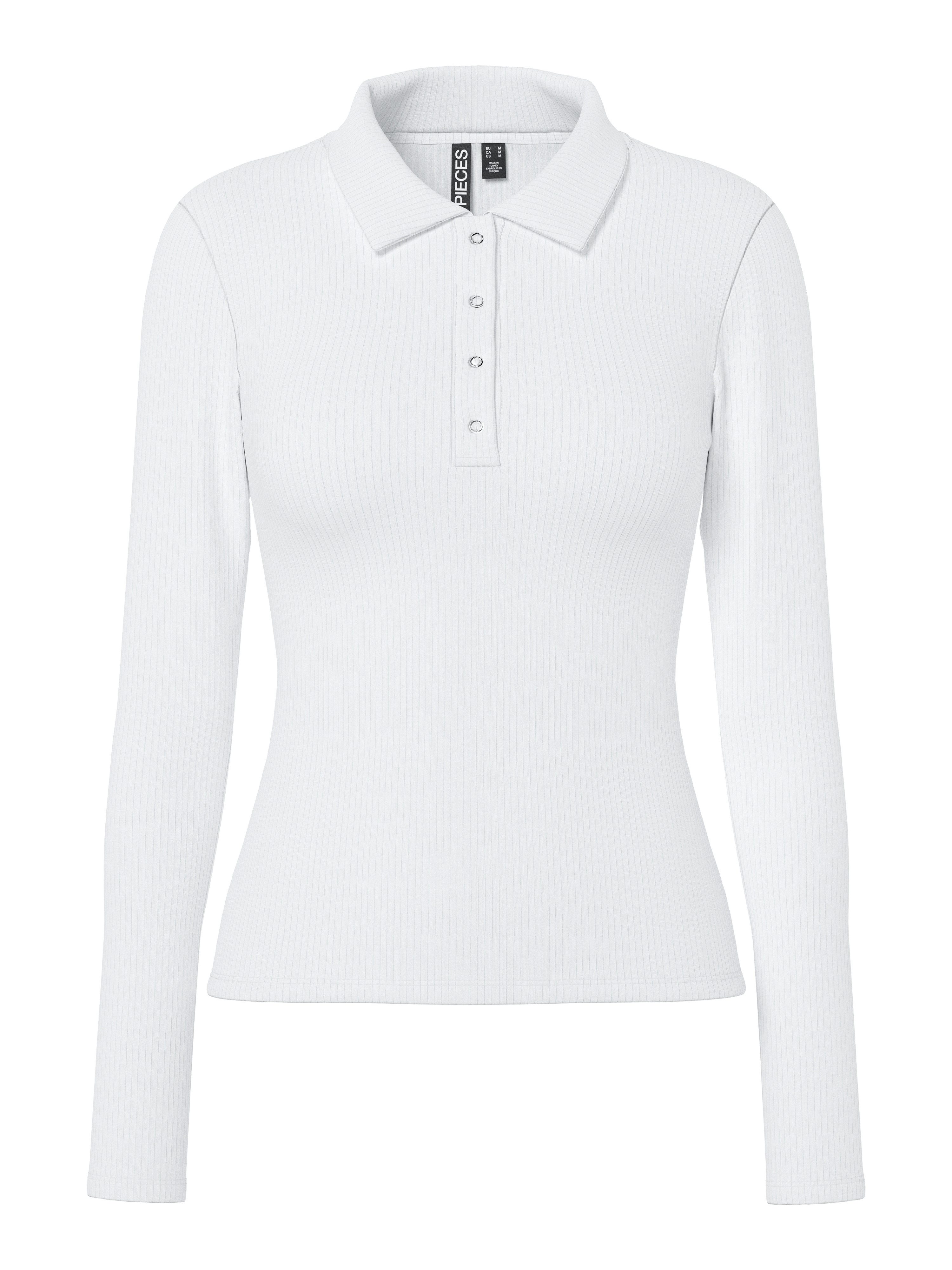 pieces Langarm-Poloshirt PCKITTE LS POLO TOP JRS NOOS mit gerippter Struktu günstig online kaufen