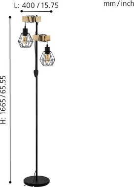 EGLO Stehlampe TOWNSHEND 5, ohne Leuchtmittel, schwarz / L40 x H166,5 x B25 cm / exkl. 2 x E27 (je max. 60W) / Retro