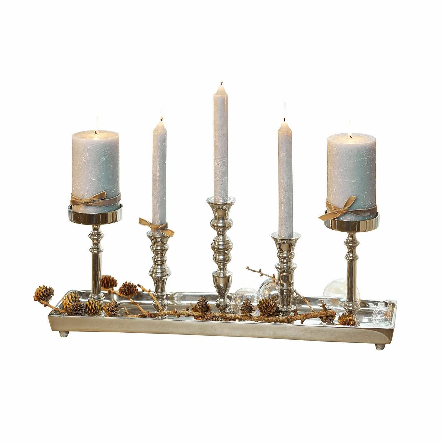 Mirabeau Kerzenständer Kerzentablett Alirra silber günstig online kaufen