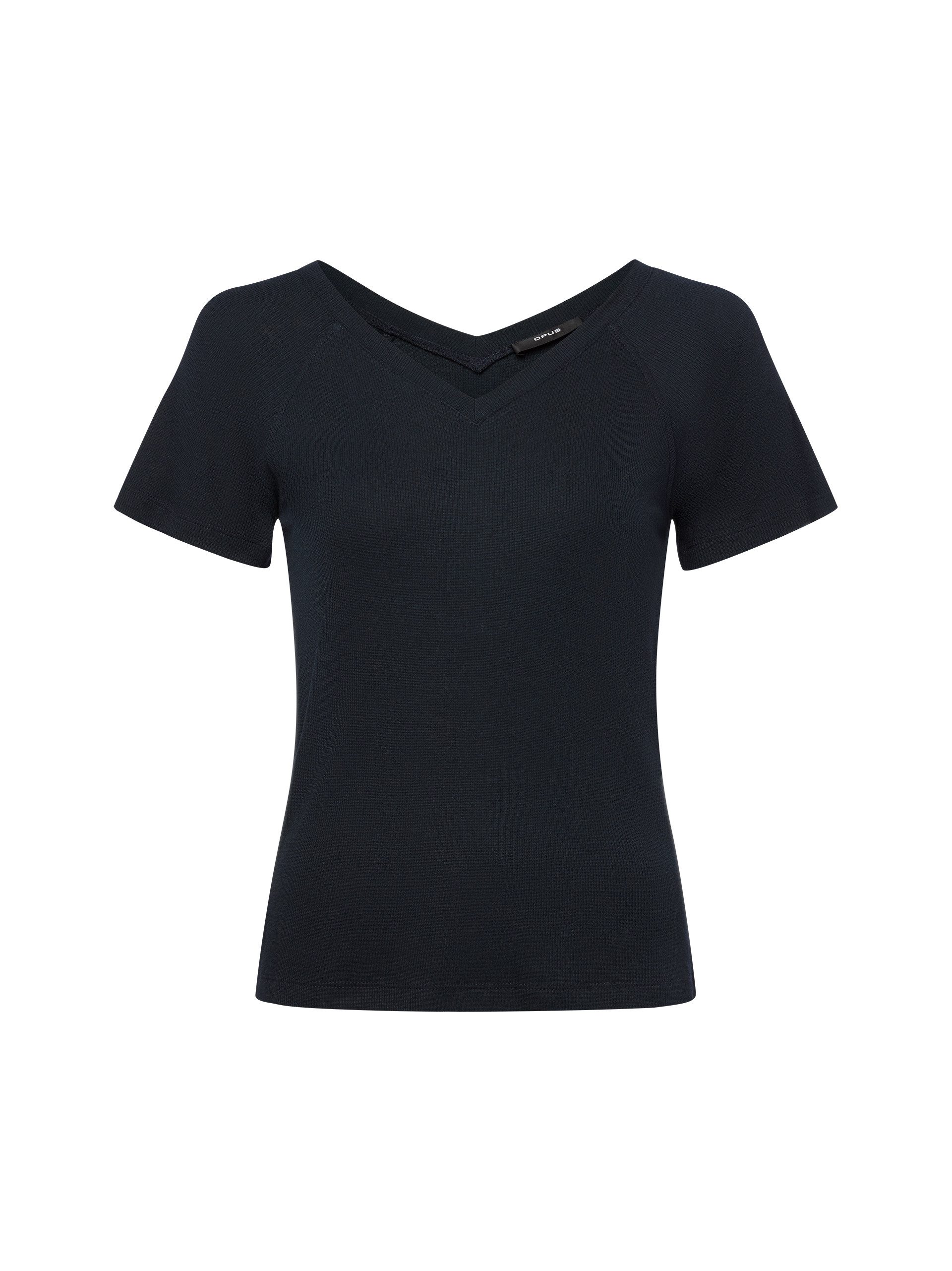 Kurzarmshirt SAVELLA Slim mit feiner Rippstruktur