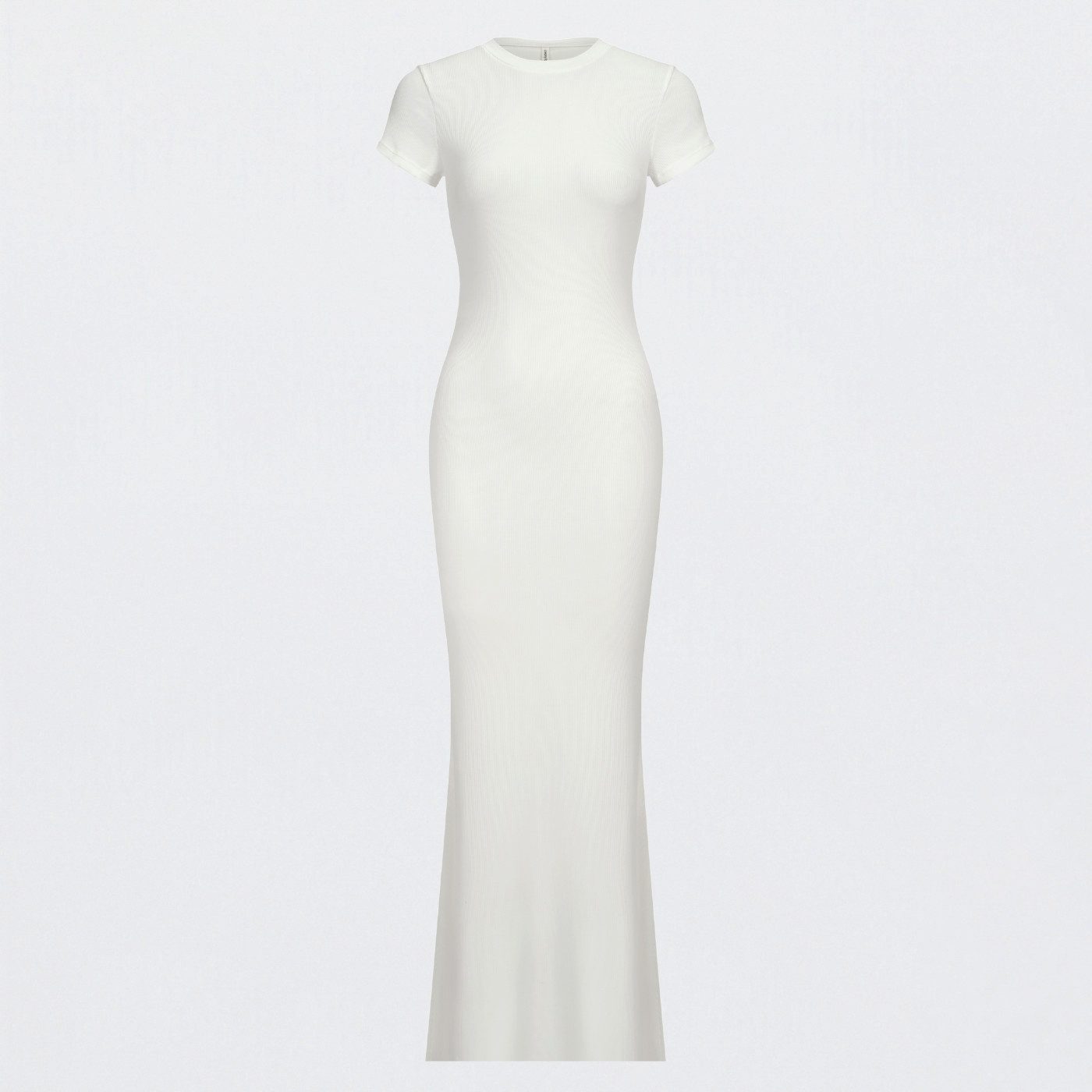 cfab by creamy fabrics Jerseykleid Ribbed T-Shirt Maxikleid-Snow White-S (1-tlg)