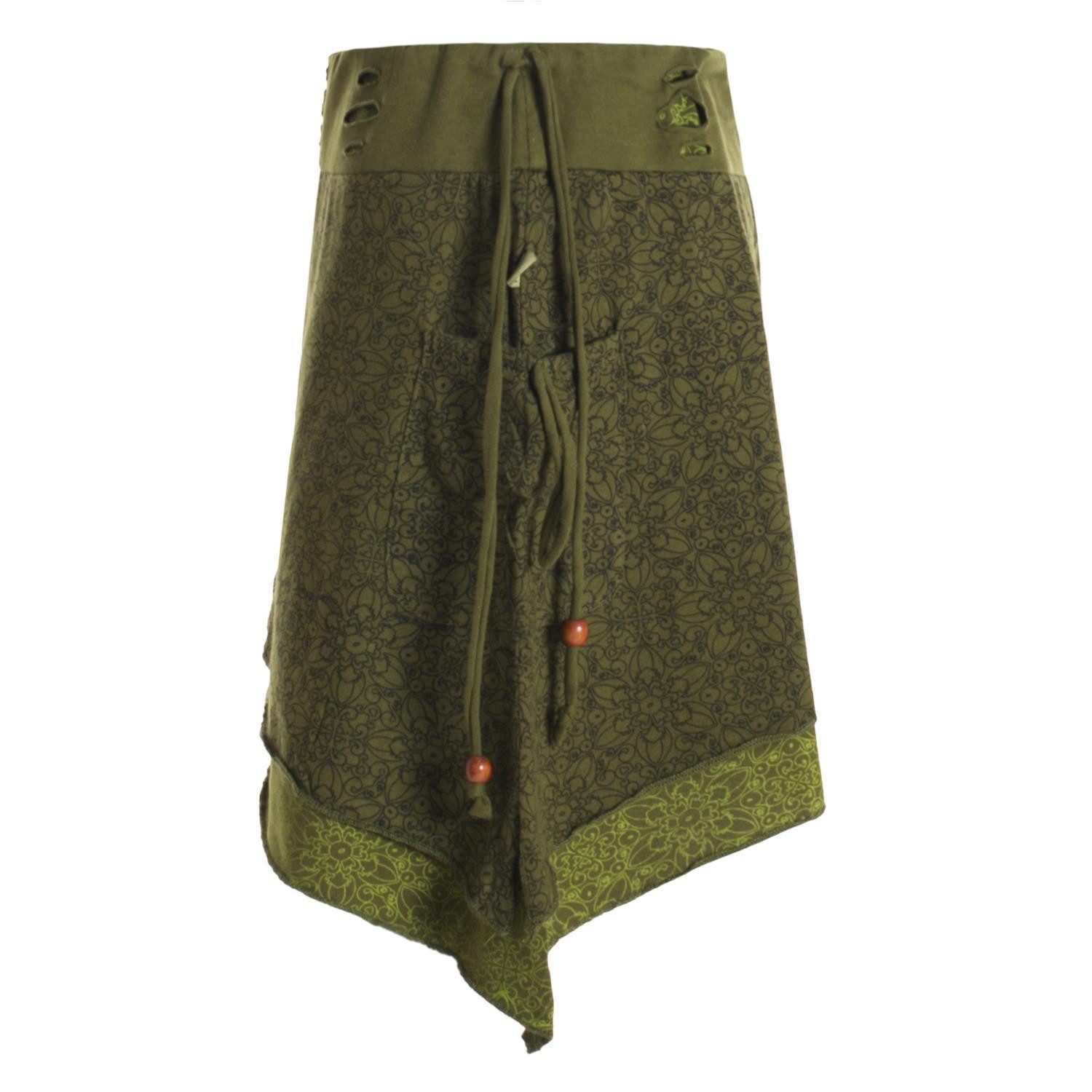 Vishes Minirock Mini-Rock Blumen-Muster extra breiter Bund mit Kordel-Zug und Taschen Alternative Bekleidung, Ethno, Hippie, Retro Style