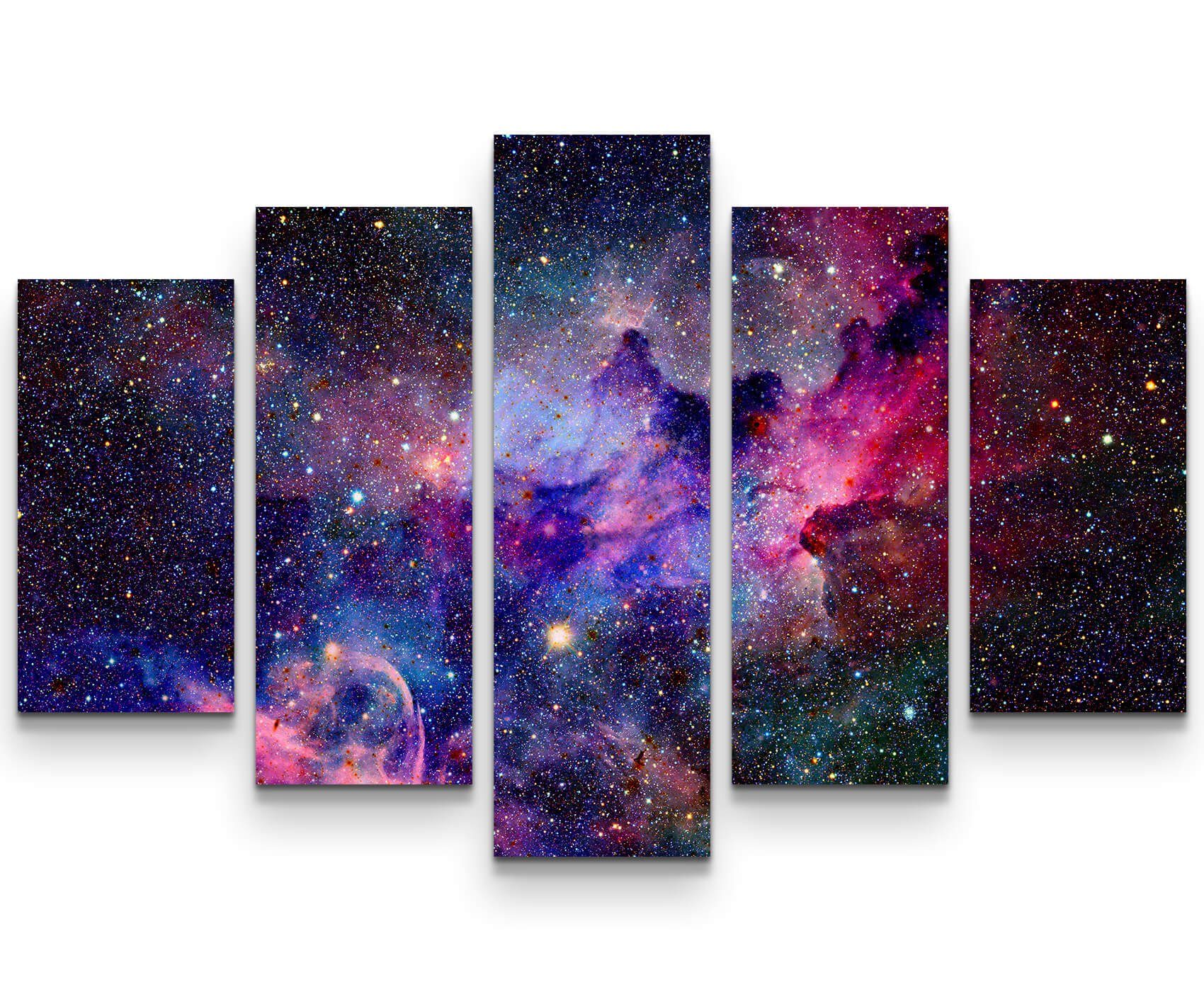 Sinus Art Leinwandbild Nebel und Galaxien im Weltraum - Leinwandbild